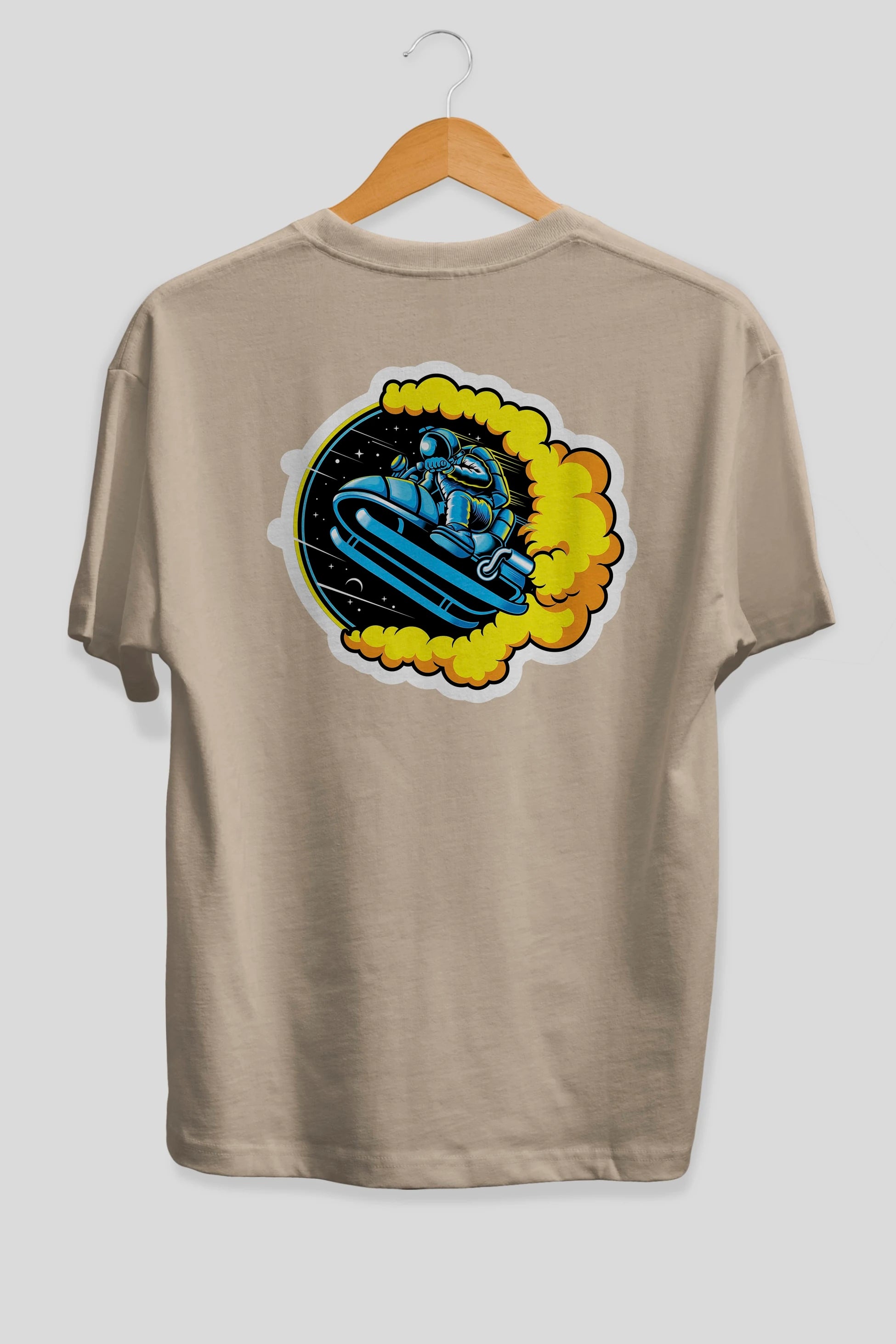 Astrojump with Snowmobile Sticker Arka Baskılı Oversize t-shirt Erkek Kadın Unisex