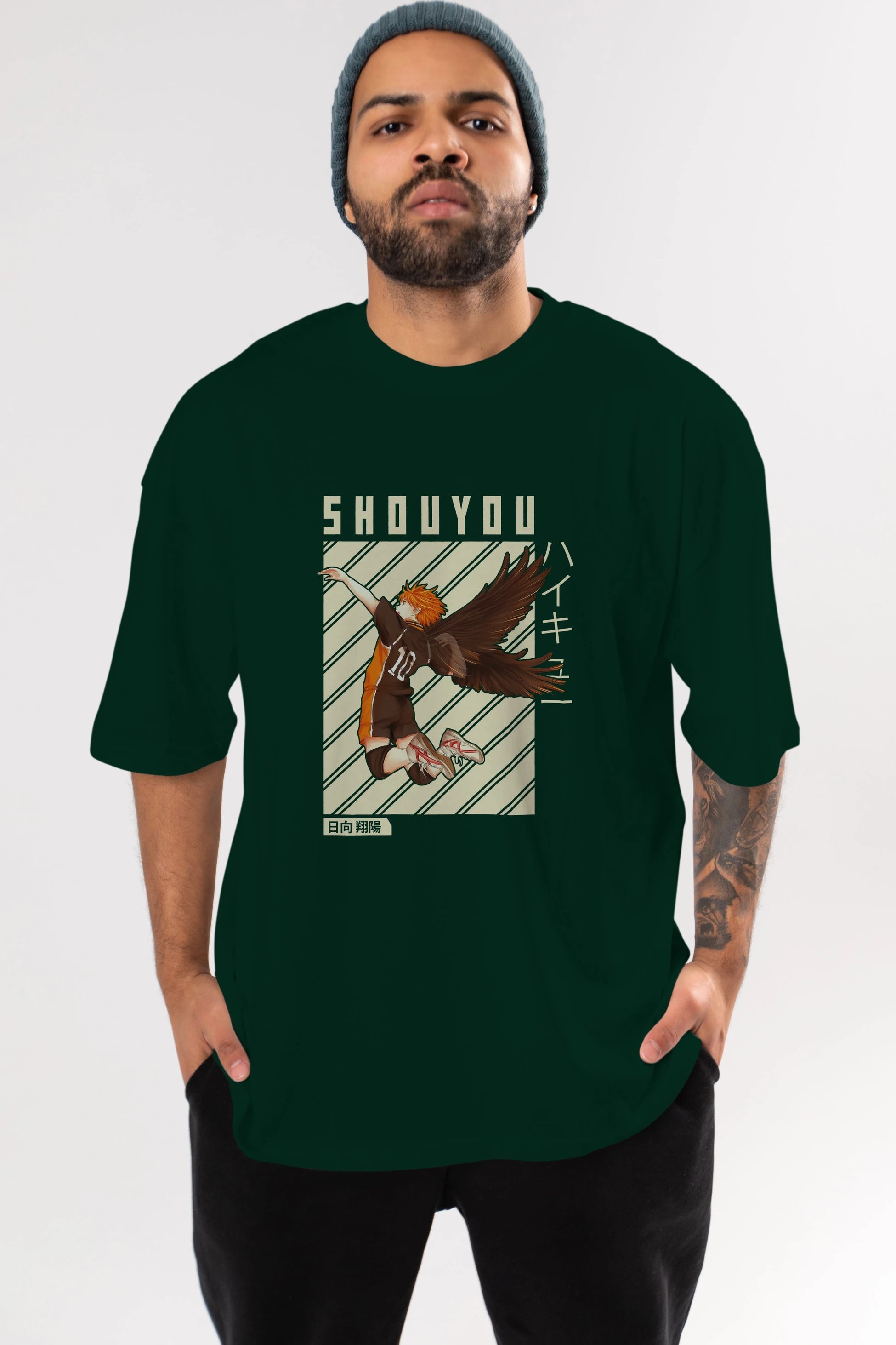 Shouyou Hinata 3 Anime Ön Baskılı Oversize t-shirt %100 pamuk Erkek Kadın Unisex