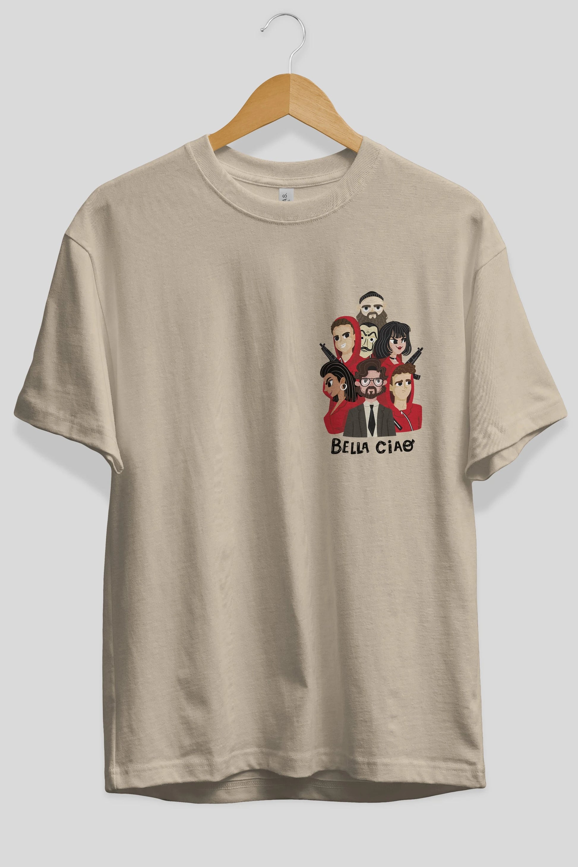 La Casa De Papel (13) Ön Sol Baskılı Oversize t-shirt Erkek Kadın Unisex %100 Pamuk Bisiklet Yaka tişort