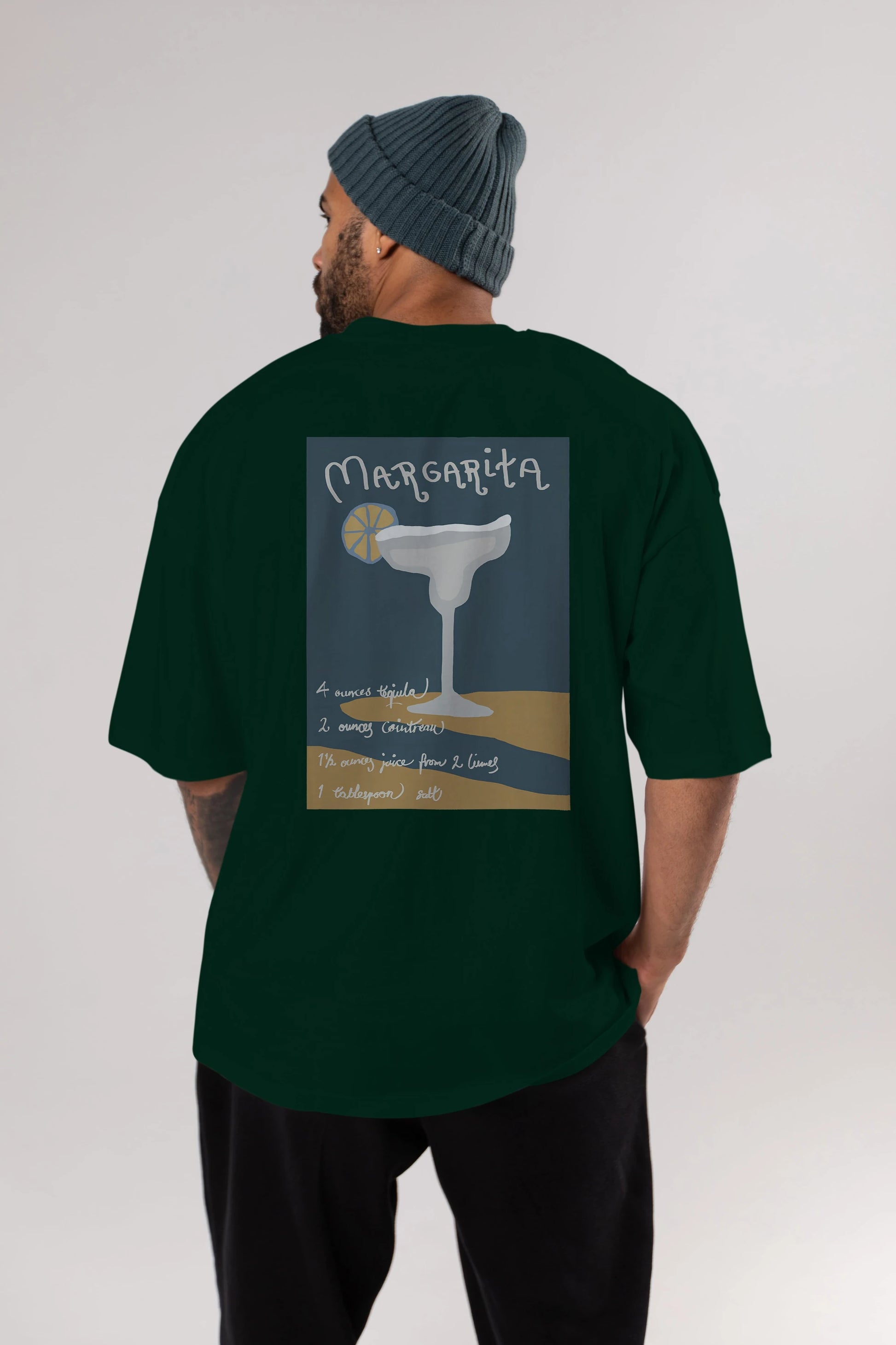 Margarita 2 Arka Baskılı Oversize t-shirt Erkek Kadın Unisex %100 Pamuk Bisiklet Yaka tişort