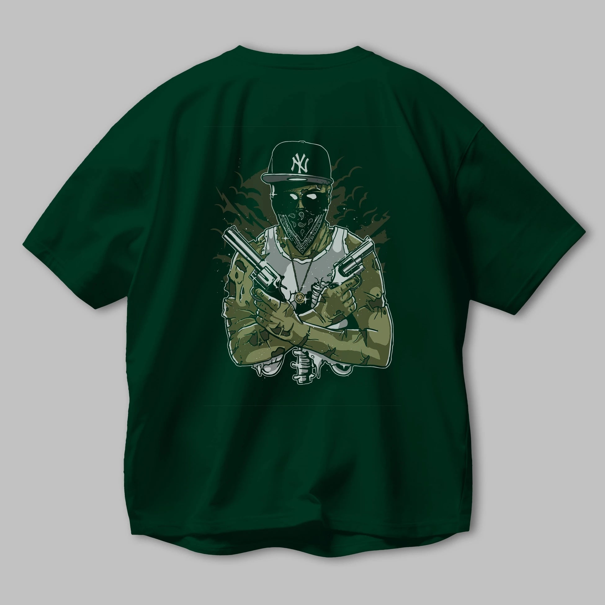 Gangsta Zombie Arka Baskılı Oversize t-shirt Erkek Kadın Unisex %100 Pamuk