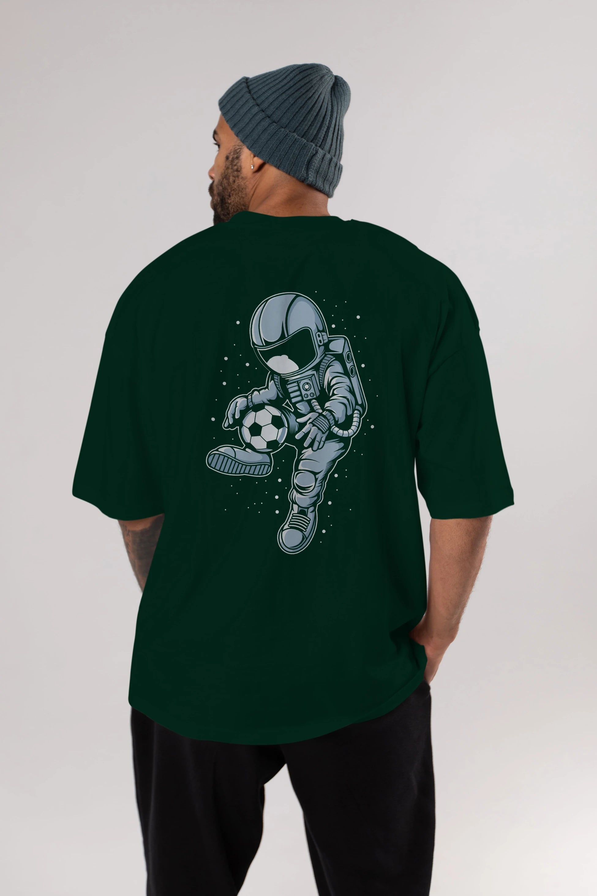 Astronaut Soccer Player Arka Baskılı Oversize t-shirt Erkek Kadın Unisex