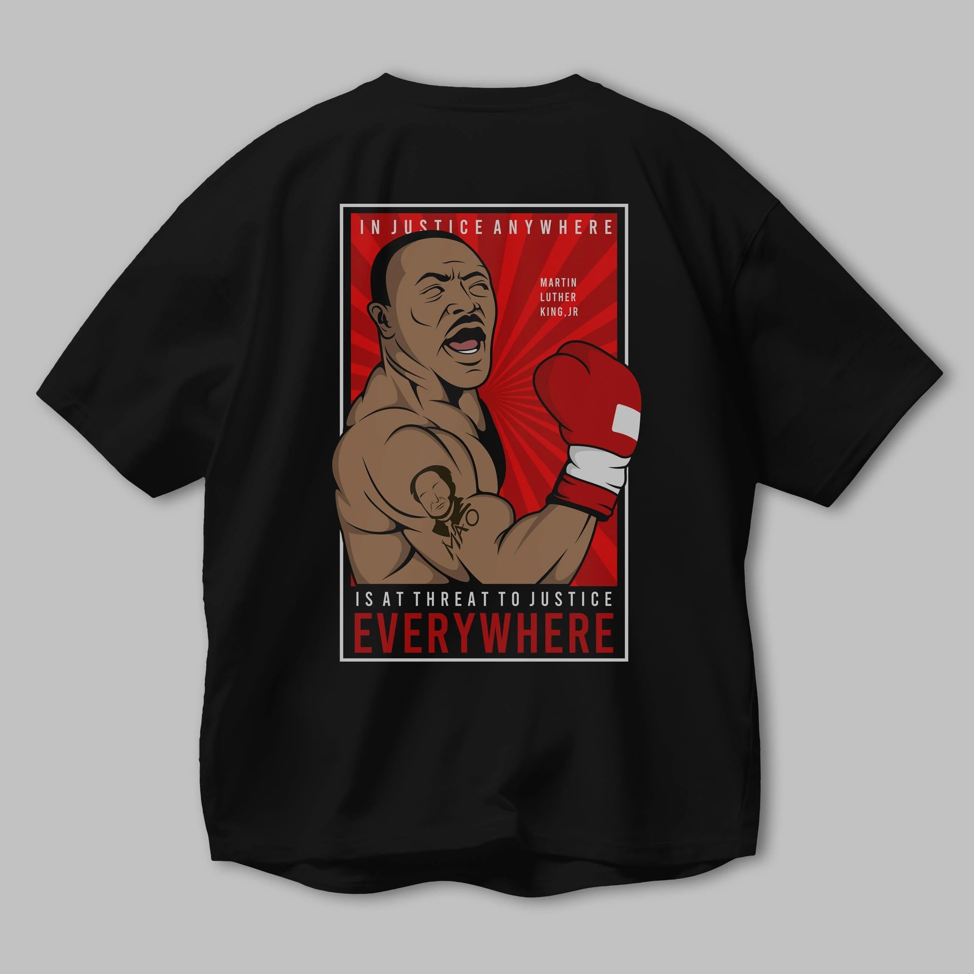 Luther King Boxer Arka Baskılı Oversize t-shirt Erkek Kadın Unisex %100 Pamuk tişort