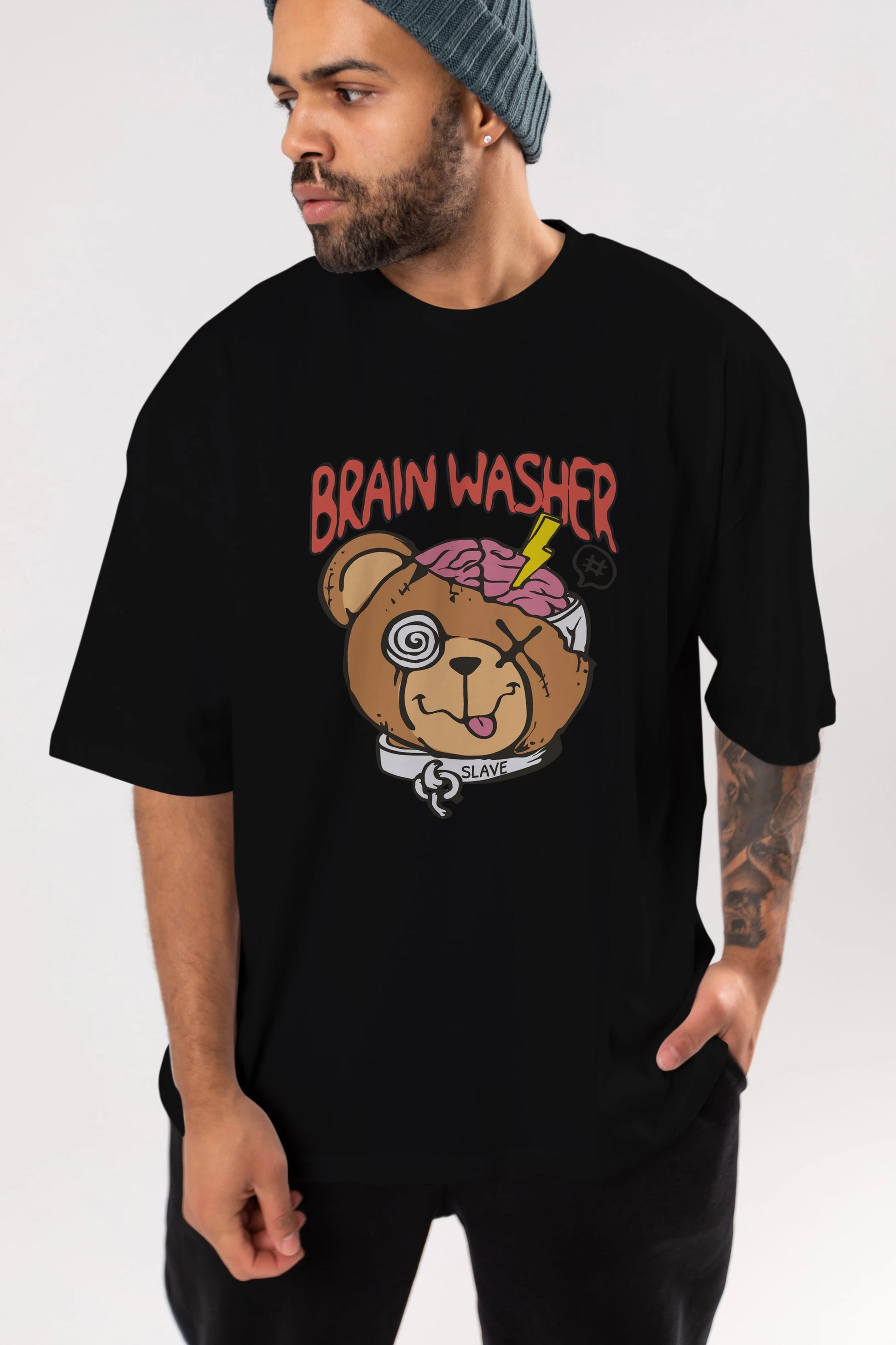 Brain Washer Ön Baskılı Oversize t-shirt Erkek Kadın Unisex