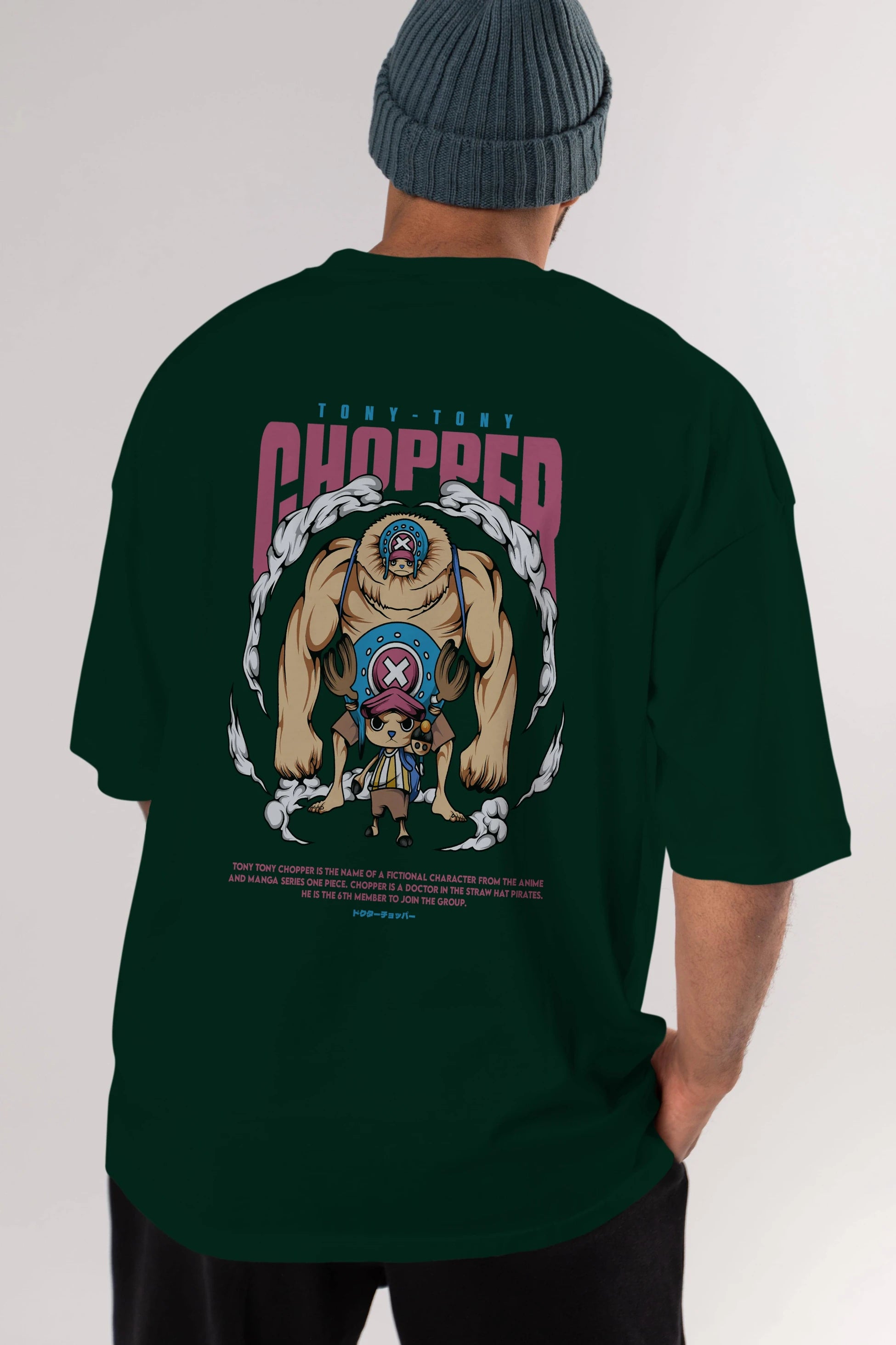 Tony Tony Chopper Anime Arka Baskılı Oversize t-shirt Erkek Kadın Unisex