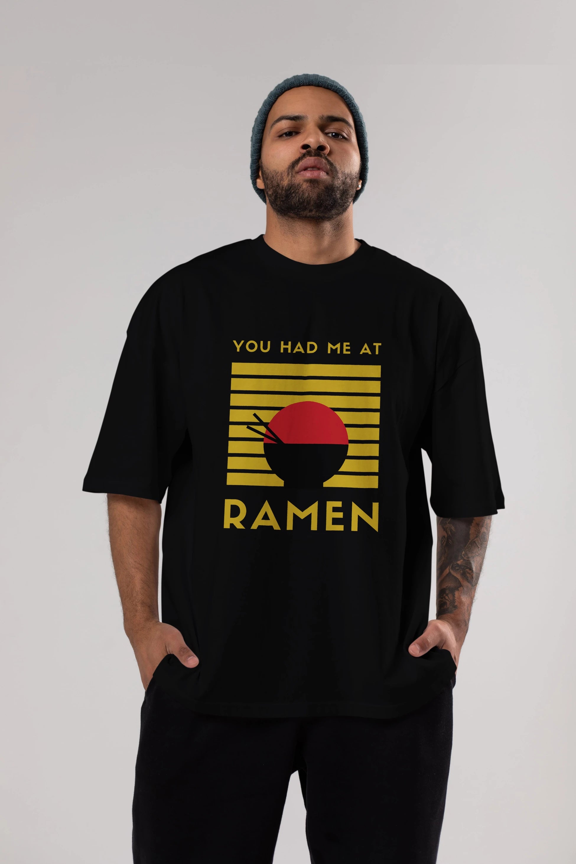 You Had me at Ramen Yazılı Ön Baskılı Oversize t-shirt Erkek Kadın Unisex