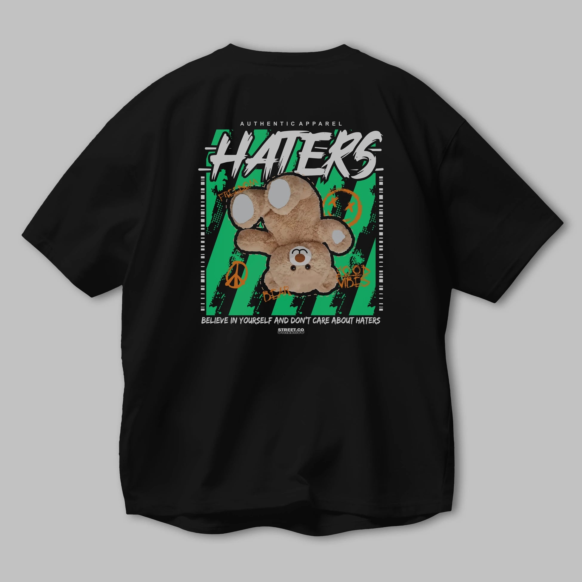 Haters Bear Arka Baskılı Oversize t-shirt Erkek Kadın Unisex