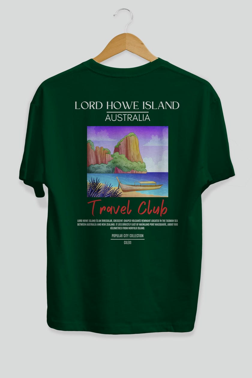 Lord Howe İsland Australia Arka Baskılı Oversize t-shirt Erkek Kadın Pamuk Bisiklet Yaka tişort