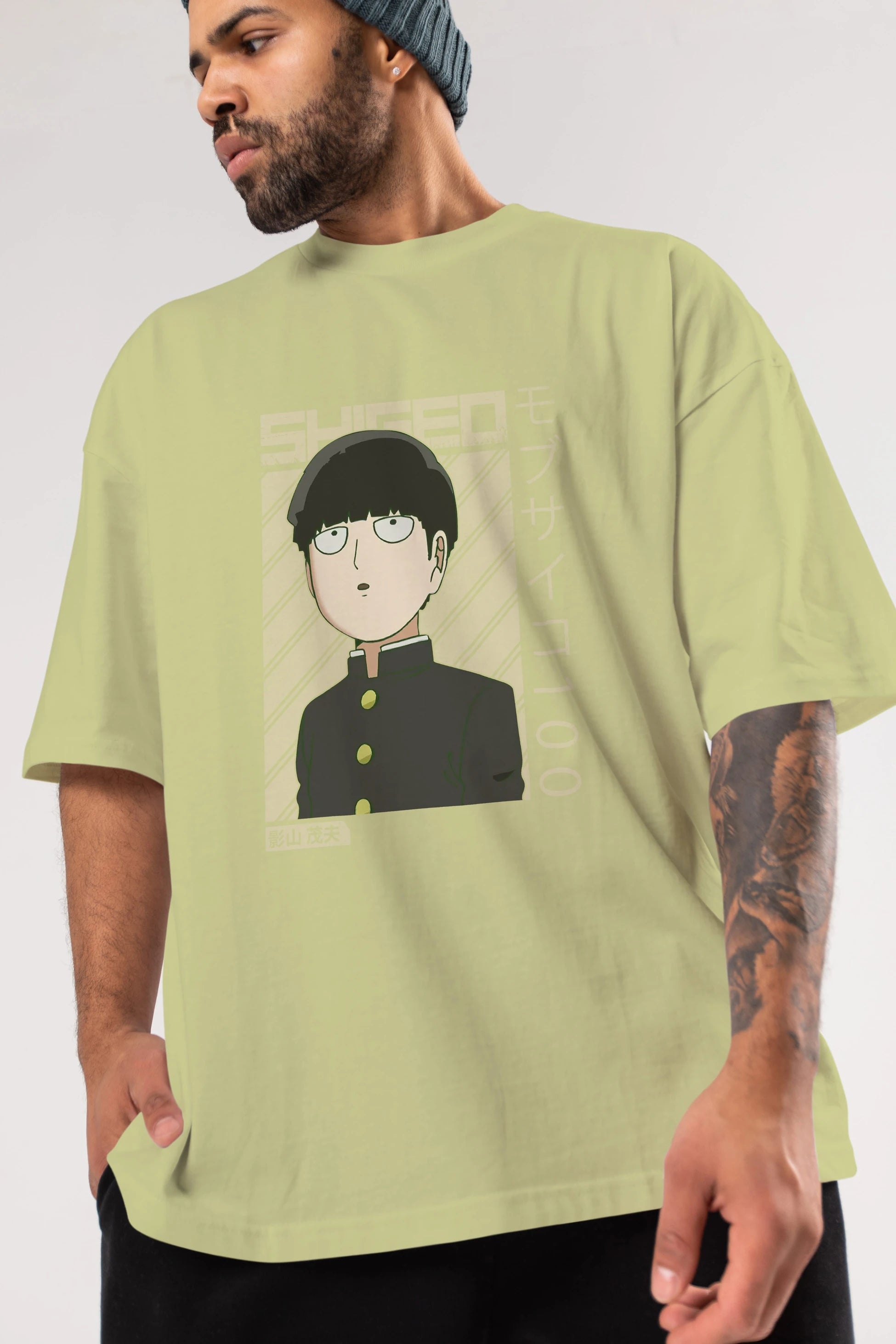 Shigeo Kageyama 2 Anime Ön Baskılı Oversize t-shirt %100 pamuk Erkek Kadın Unisex