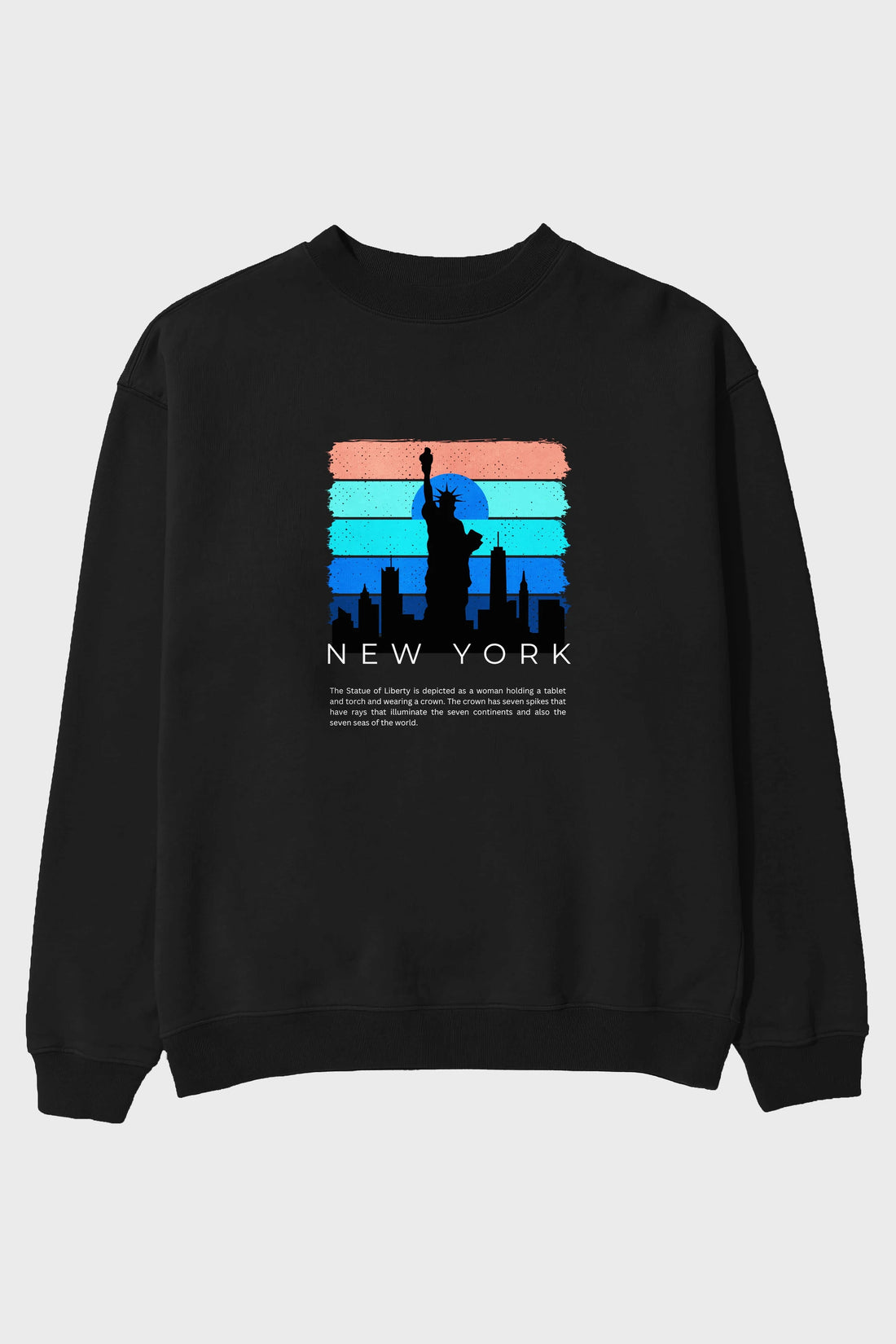 New York Yazılı Ön Baskılı Oversize Sweatshirt Erkek Kadın Unisex