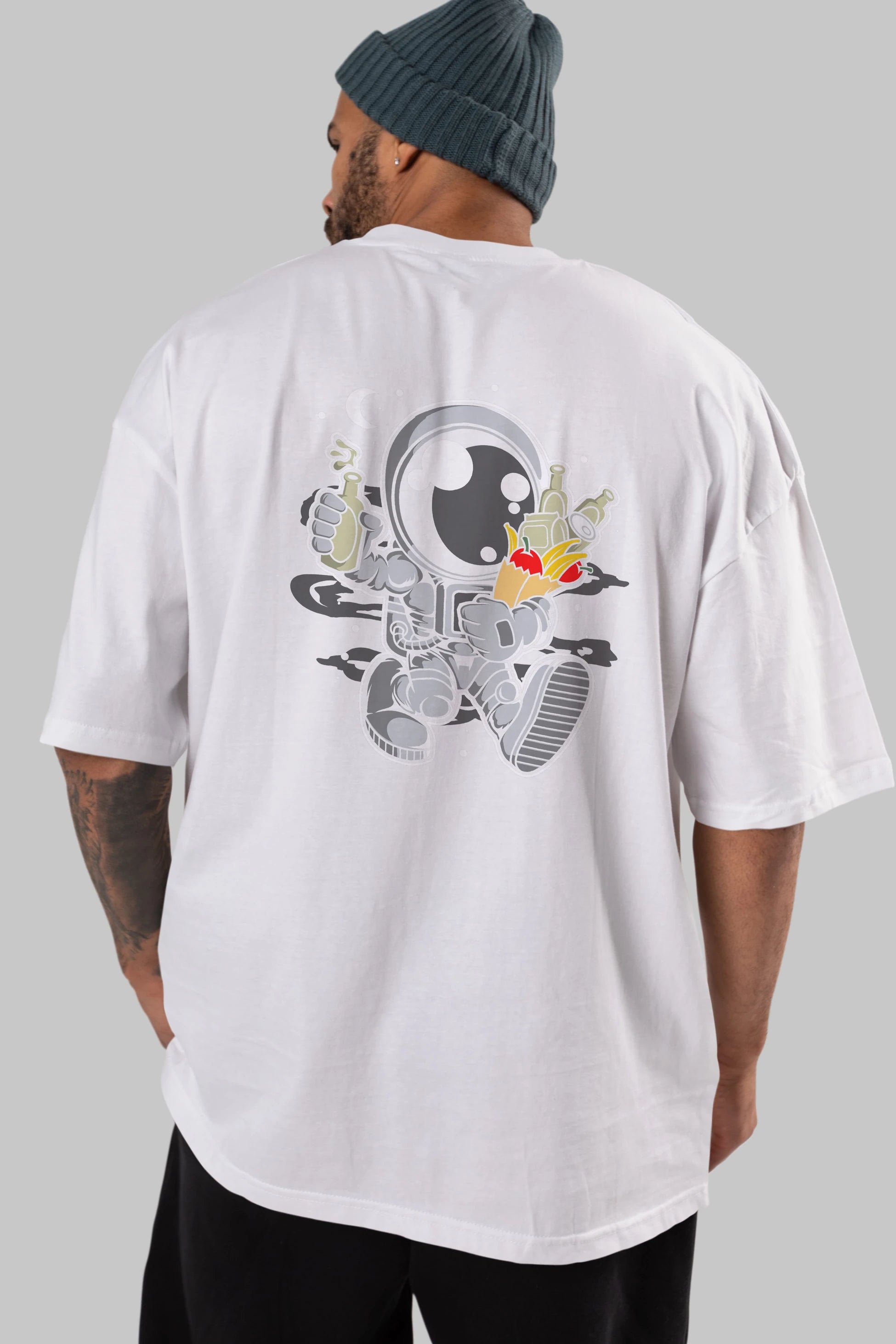 Astronaut Grochery Arka Baskılı Oversize t-shirt Erkek Kadın Unisex