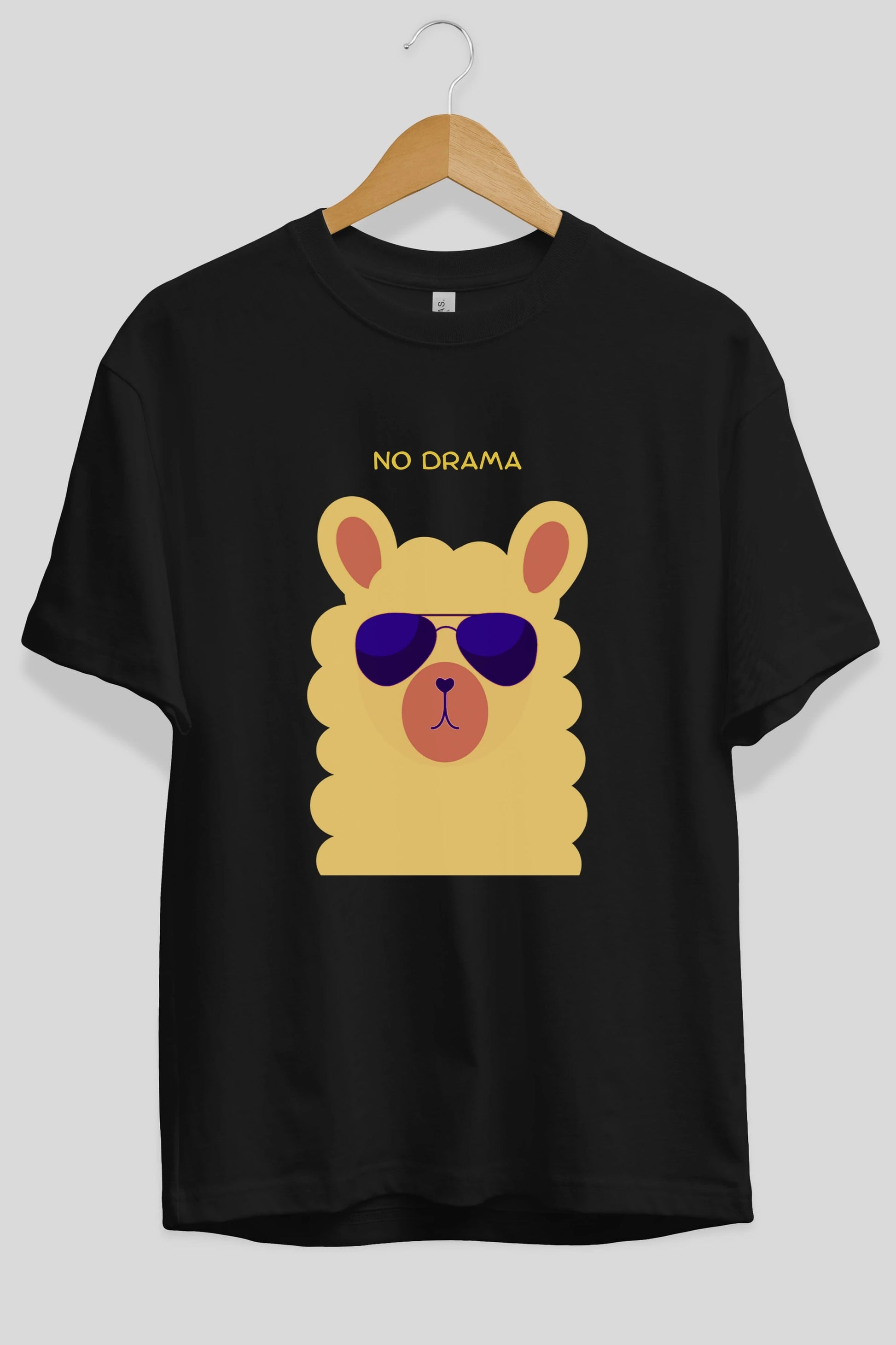 No Drama Yazılı Lama Ön Baskılı Oversize t-shirt Erkek Kadın Unisex