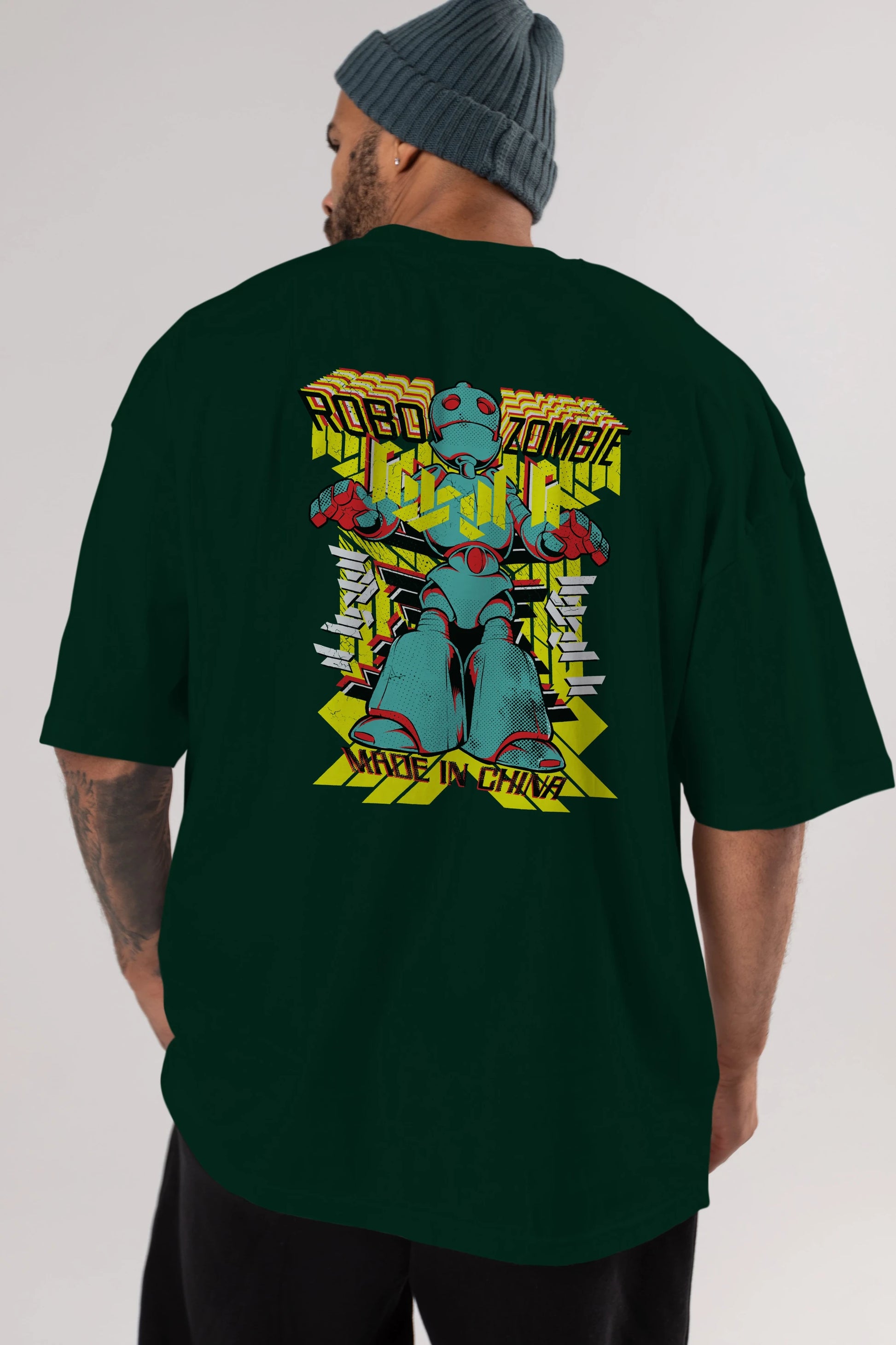 Robo Zombie Arka Baskılı Oversize t-shirt Erkek Kadın Unisex