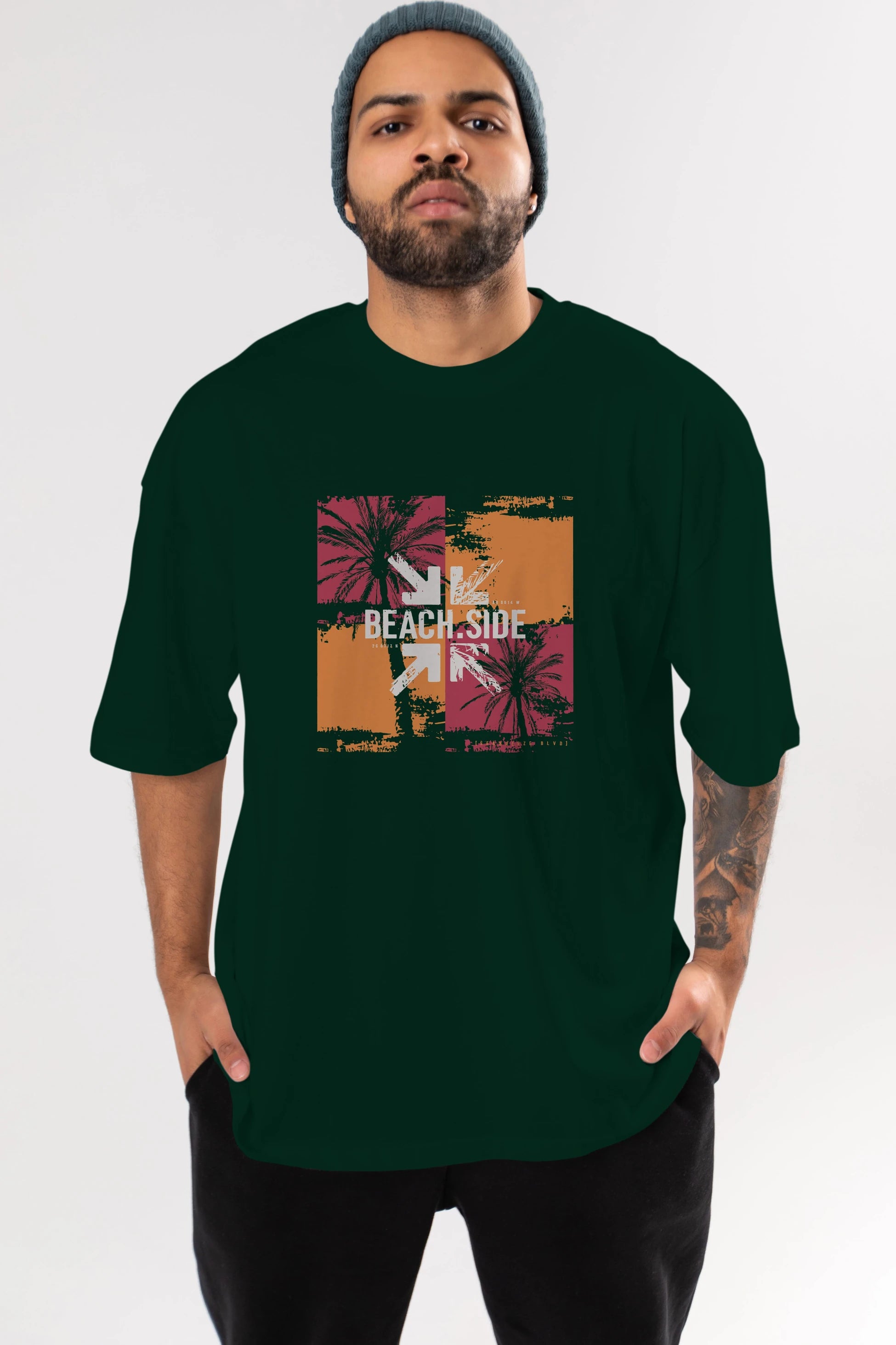 Beach Side Ön Baskılı Oversize t-shirt Erkek Kadın Unisex