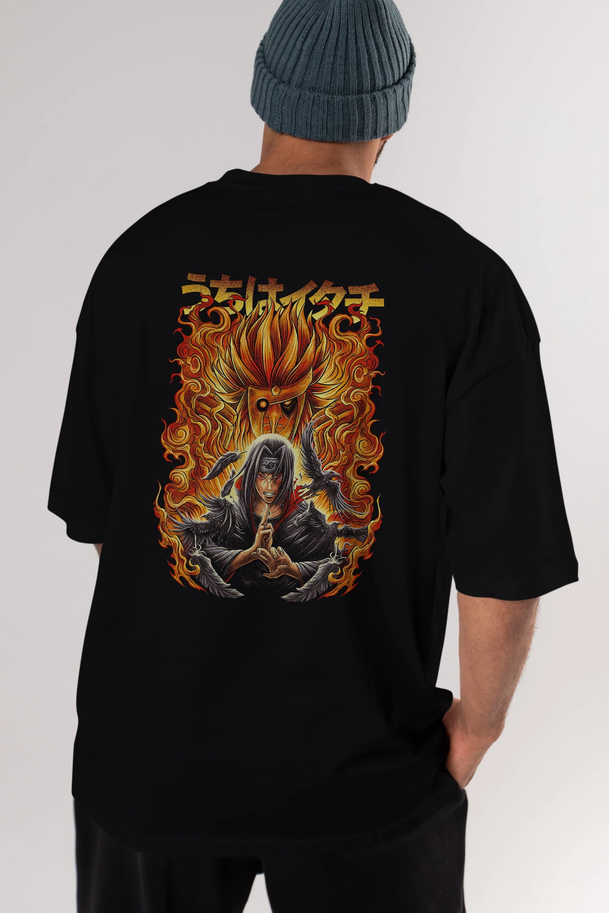 NARUTO ITACHI UCHIHA Anime Arka Baskılı Oversize t-shirt Erkek Kadın Unisex