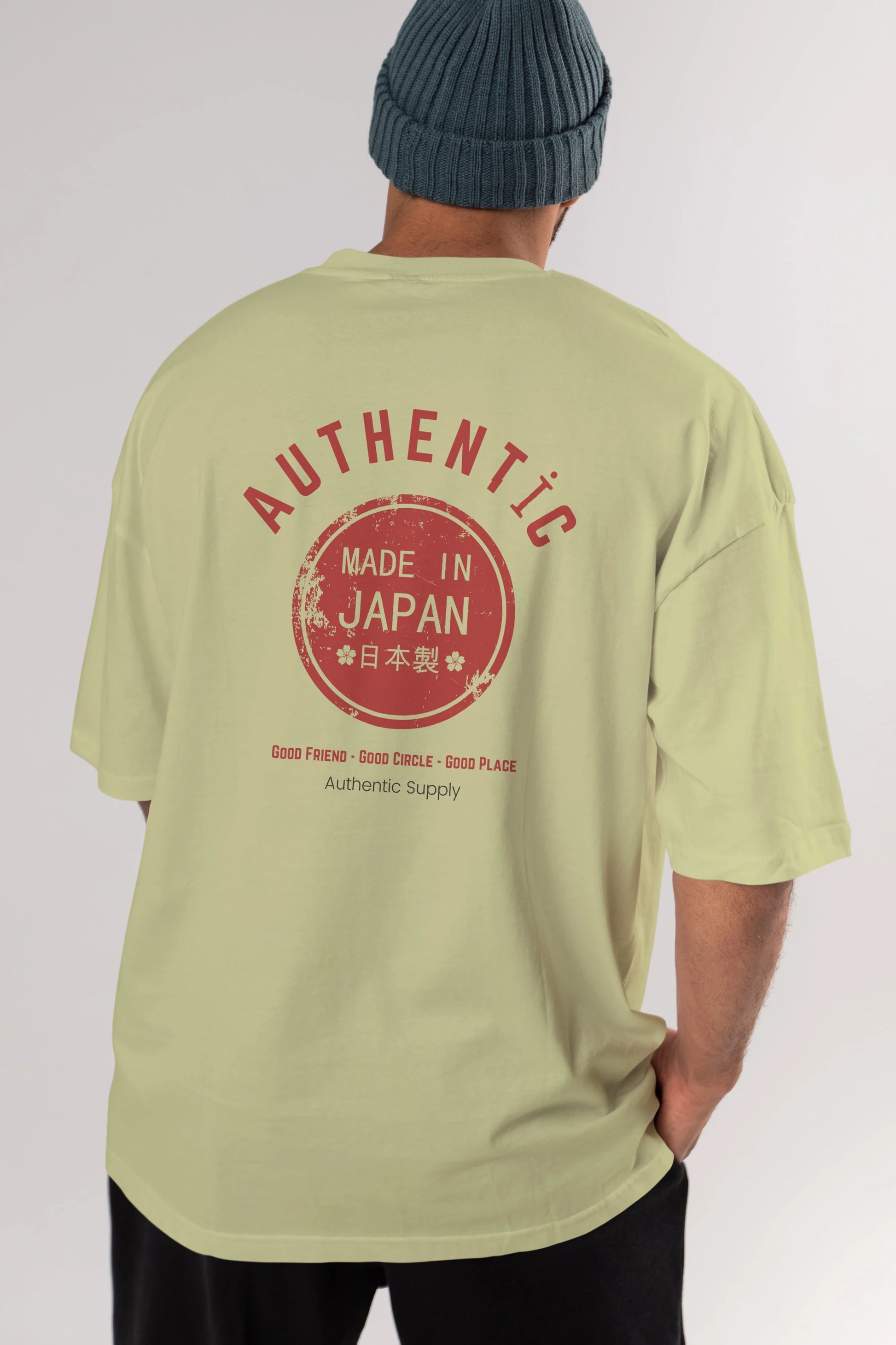 Authentic Japan Style Arka Baskılı Oversize t-shirt Erkek Kadın Unisex