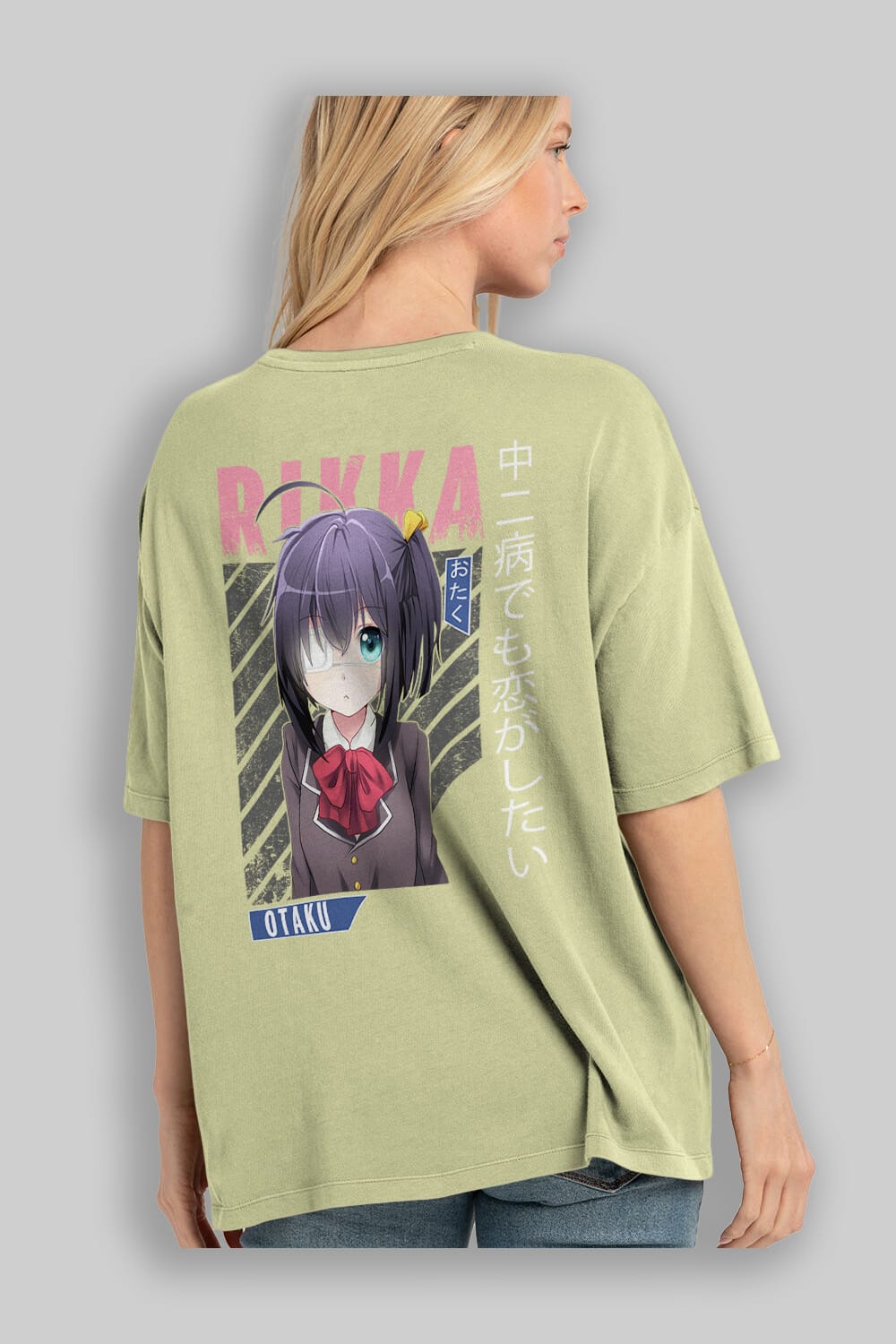 Rikka Takanashi 9 Anime Arka Baskılı Oversize t-shirt Erkek Kadın Unisex