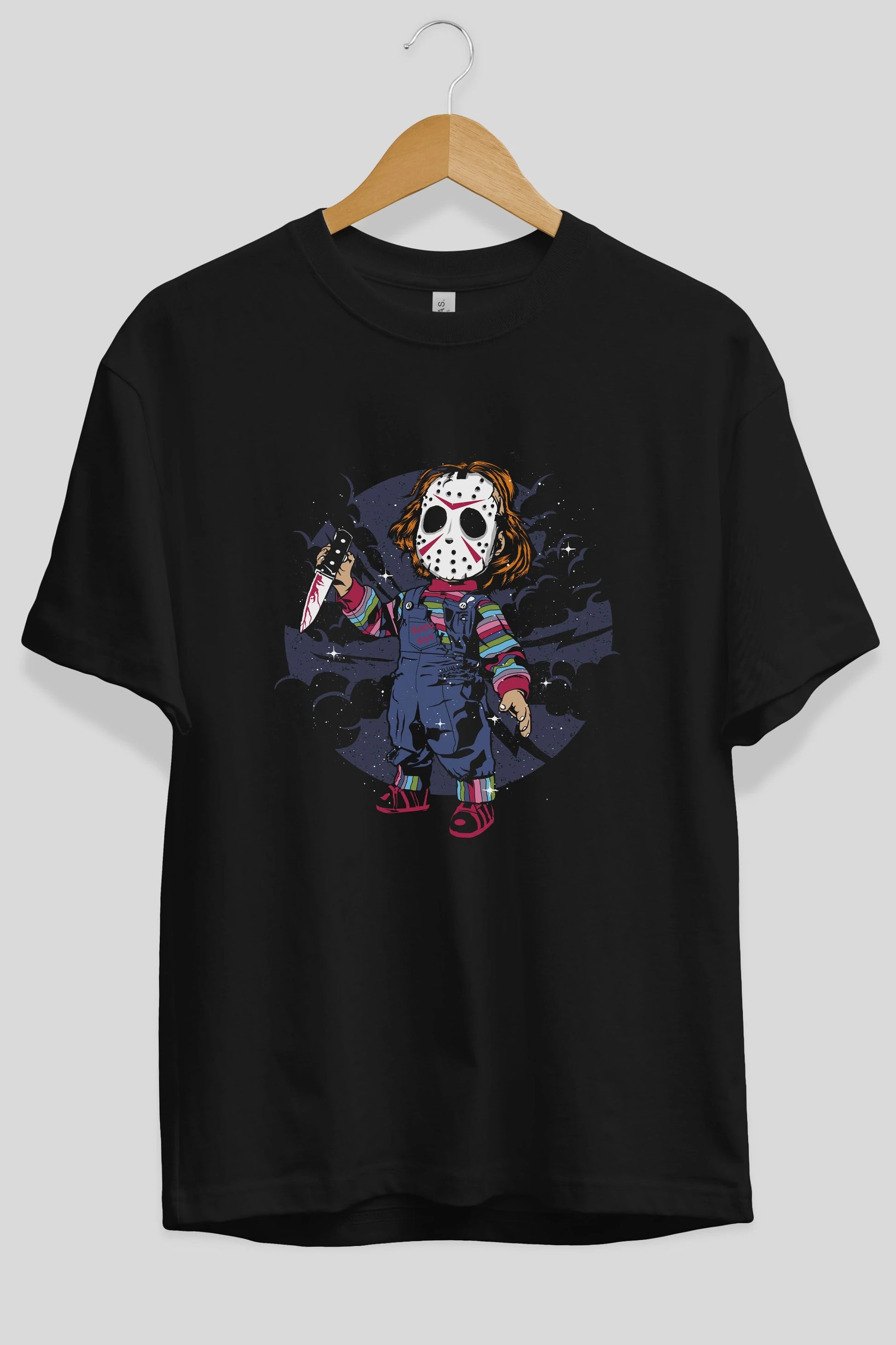Chucky Ön Baskılı Oversize t-shirt Erkek Kadın Unisex %100 Pamuk tişort