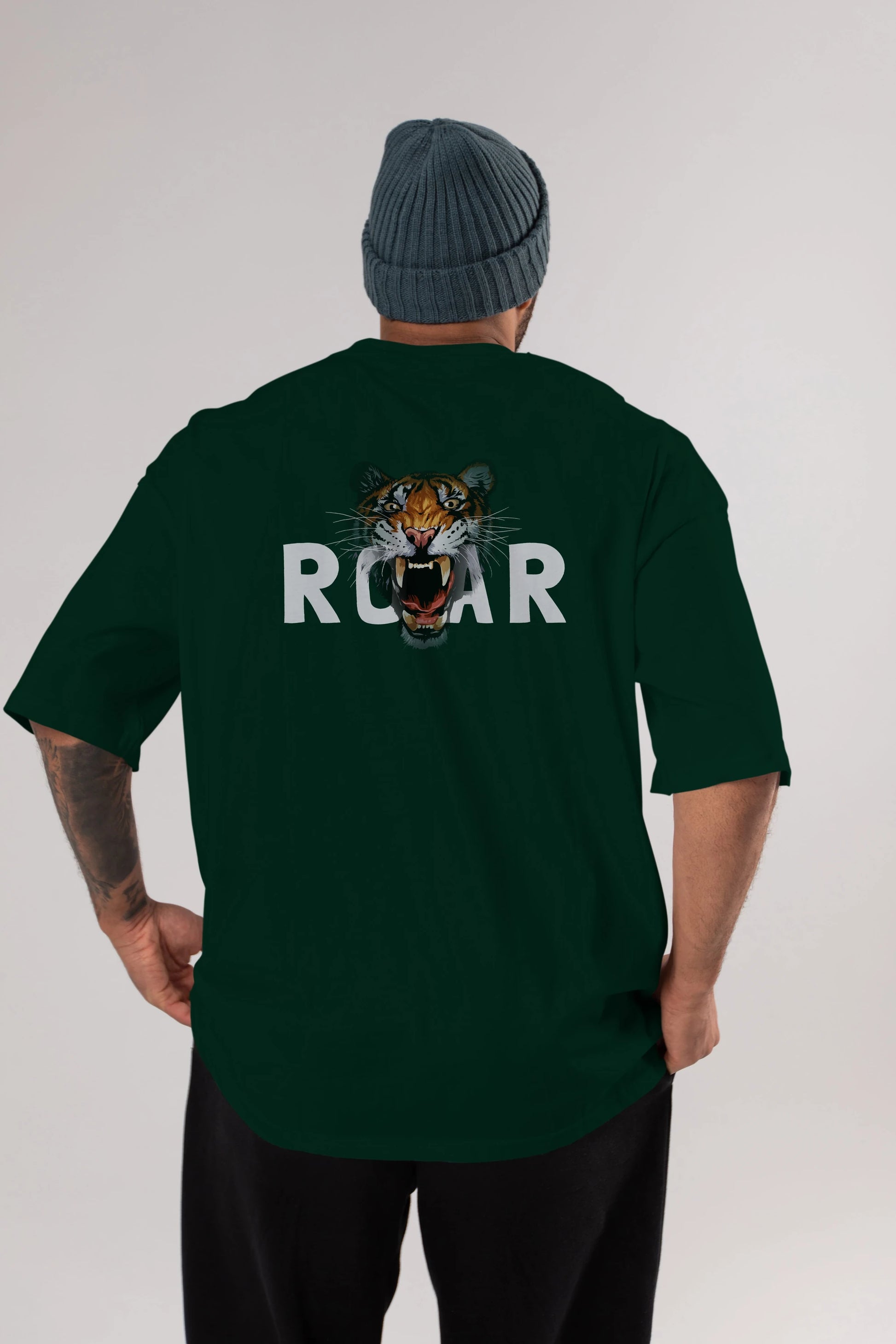 Teddy Bear Roar Arka Baskılı Oversize t-shirt Erkek Kadın Unisex %100 Pamuk