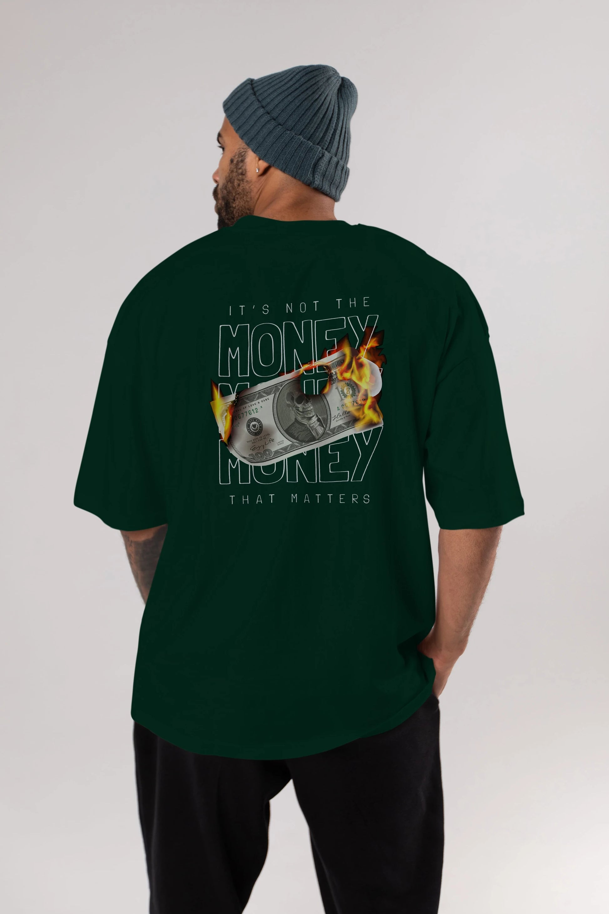Teddy Bear Its Not The Money Arka Baskılı Oversize t-shirt Erkek Kadın Unisex %100 Pamuk