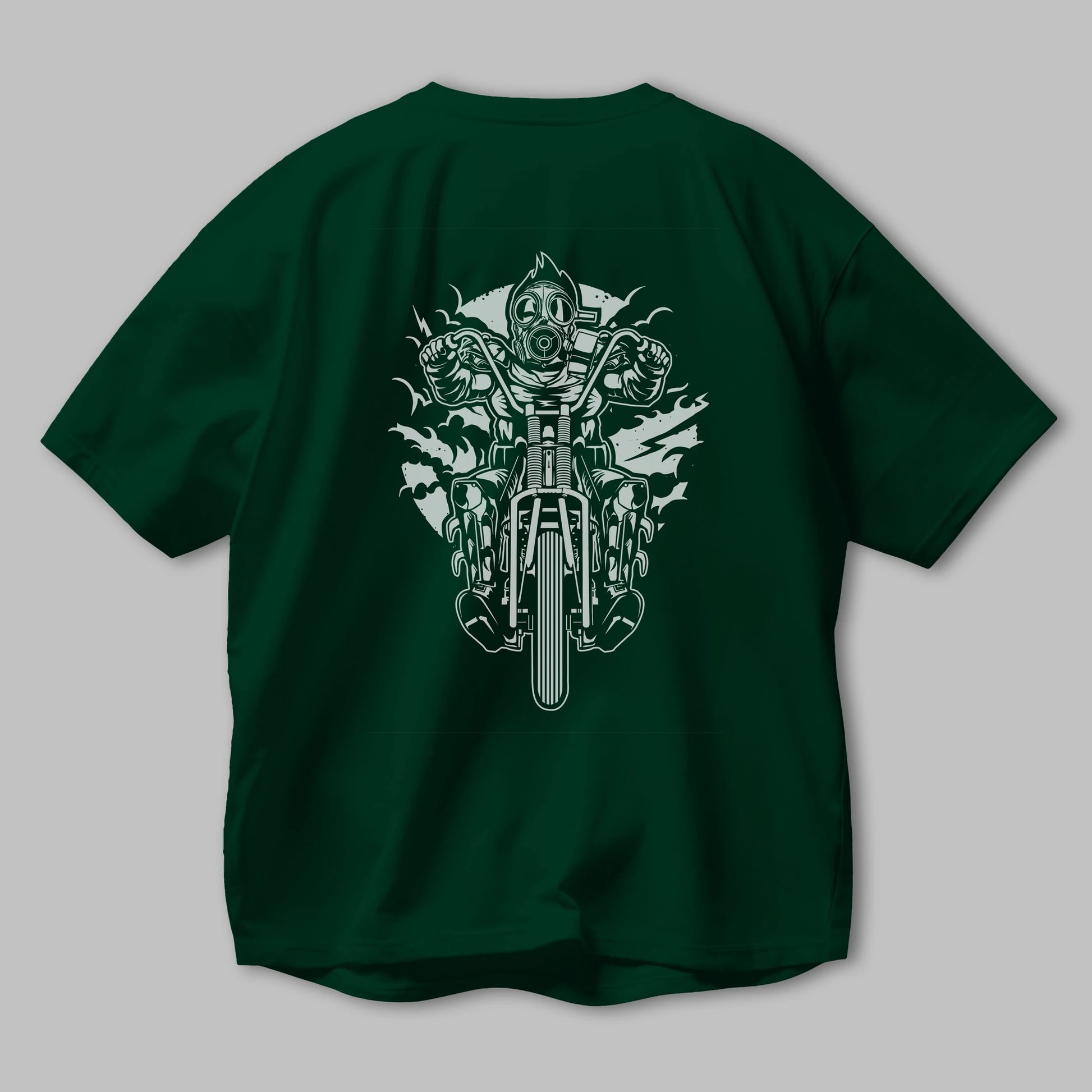 Gasmask Chopper Arka Baskılı Oversize t-shirt Erkek Kadın Unisex %100 Pamuk