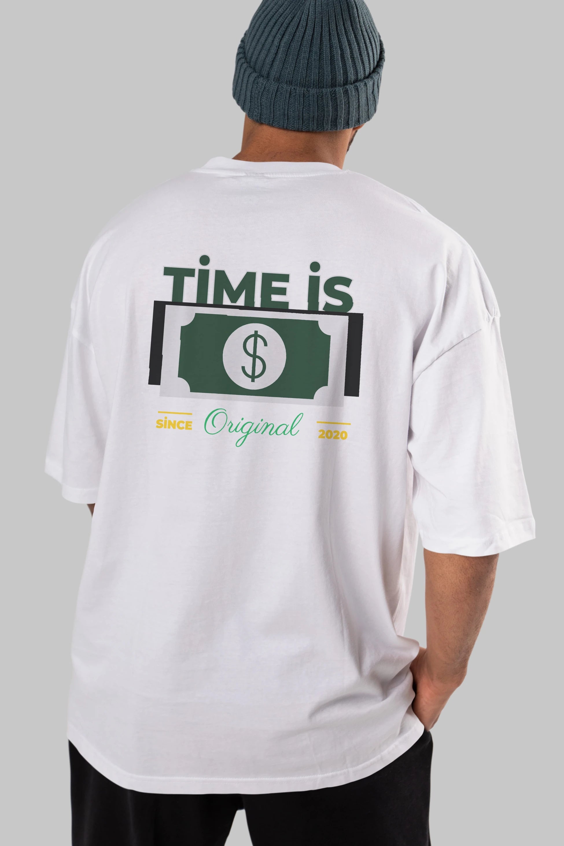 Time is Original Arka Baskılı Oversize t-shirt Erkek Kadın Unisex