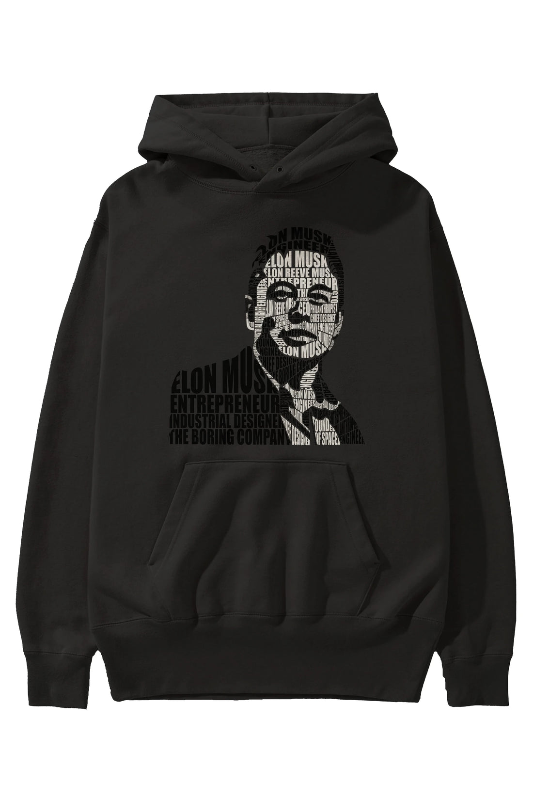 Elon Musk Calligram Ön Baskılı Hoodie Oversize Kapüşonlu Sweatshirt Erkek Kadın Unisex