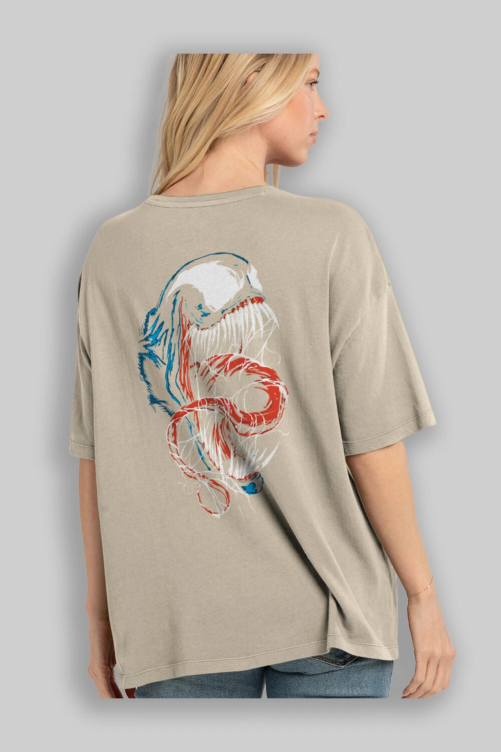 Venom (10) Arka Baskılı Oversize t-shirt Erkek Kadın Unisex %100 Pamuk Bisiklet Yaka tişort