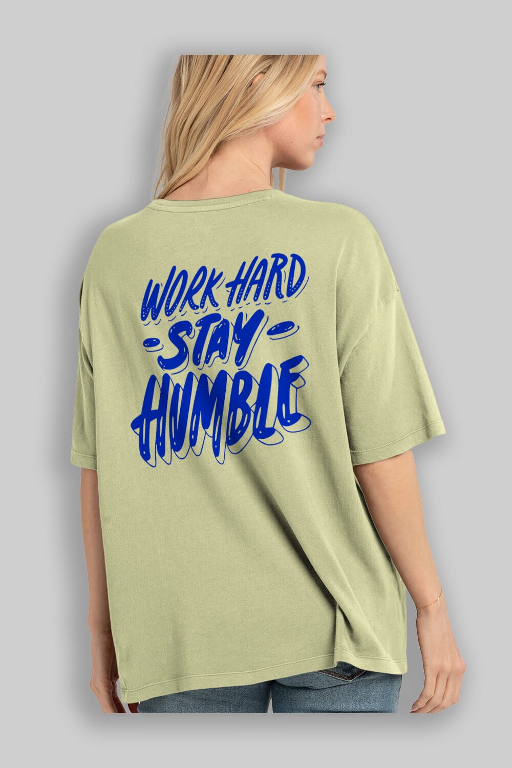Word Hard Yazılı Arka Baskılı Oversize t-shirt Erkek Kadın Unisex