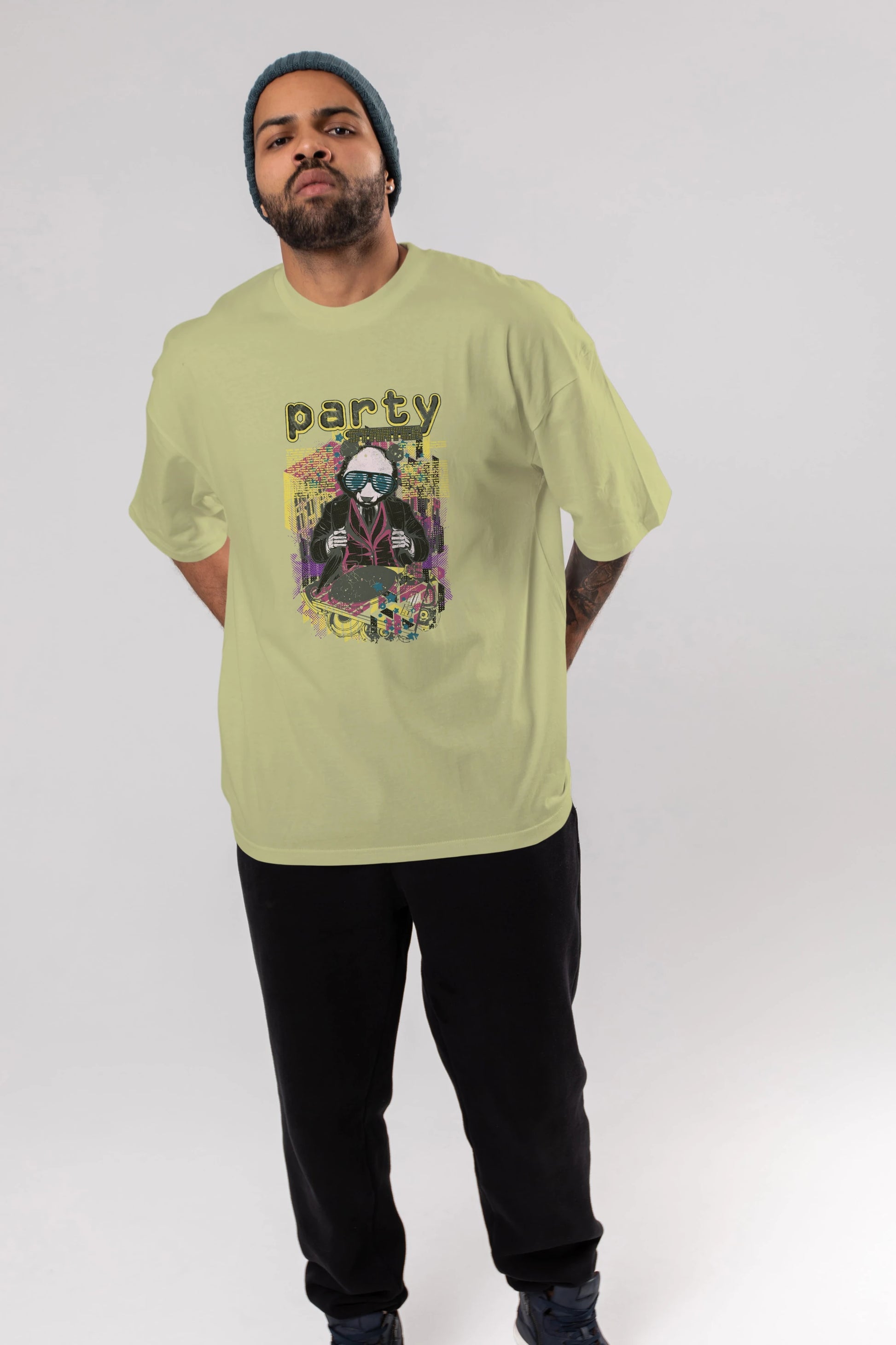 Party Starter Ön Baskılı Oversize t-shirt Erkek Kadın Unisex