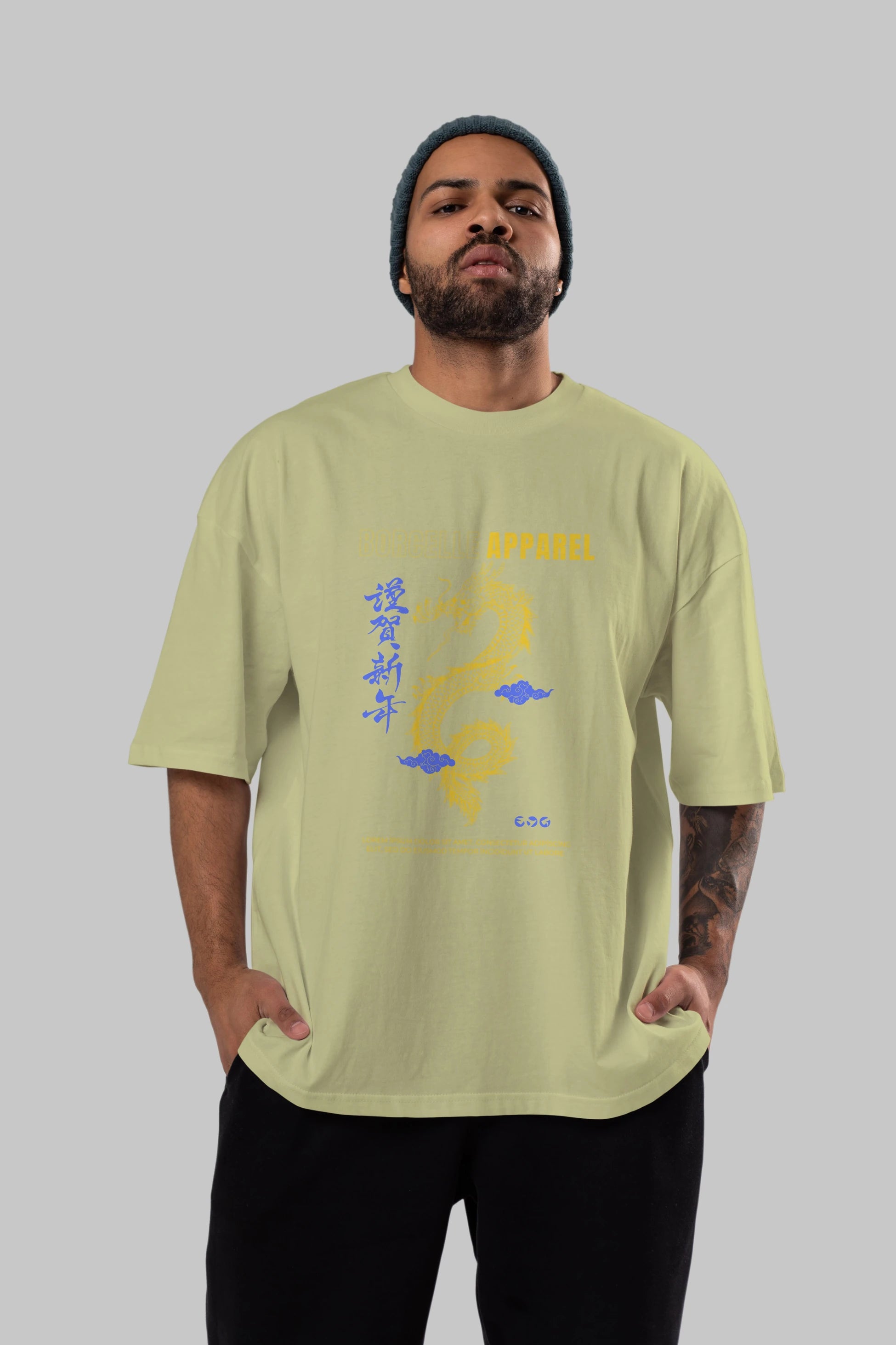 Borcelle Apparel Yazılı Ön Baskılı Oversize t-shirt Erkek Kadın Unisex