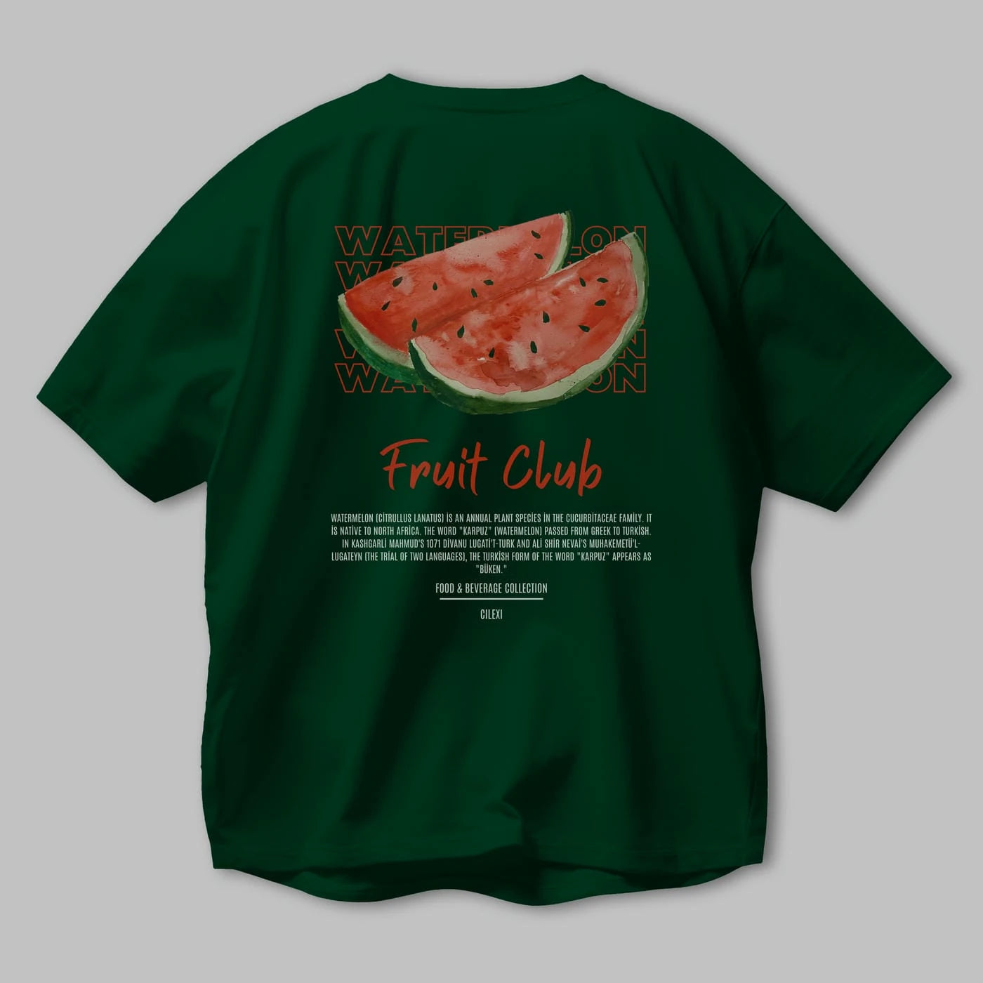 Watermelon Arka Baskılı Oversize t-shirt Erkek Kadın Pamuk Bisiklet Yaka tişort
