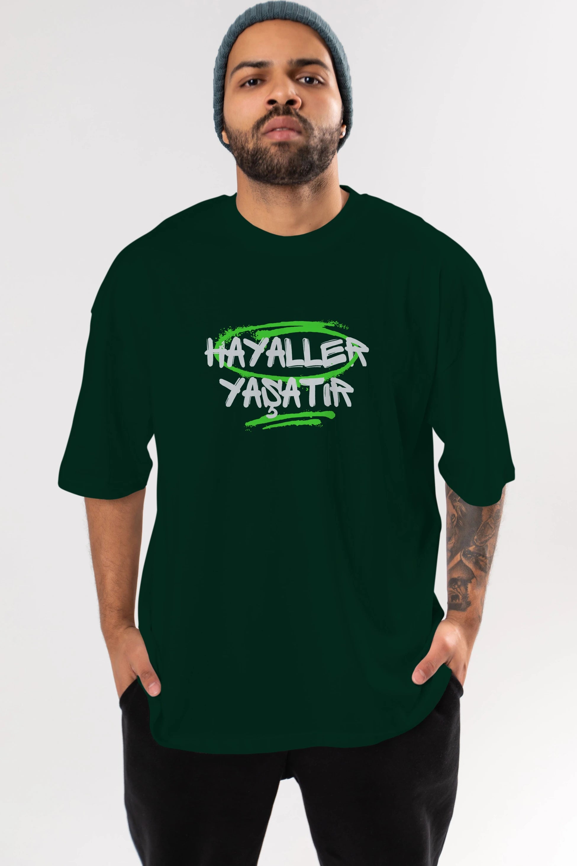 Hayaller Yaşatır Ön Baskılı Oversize t-shirt Erkek Kadın Unisex