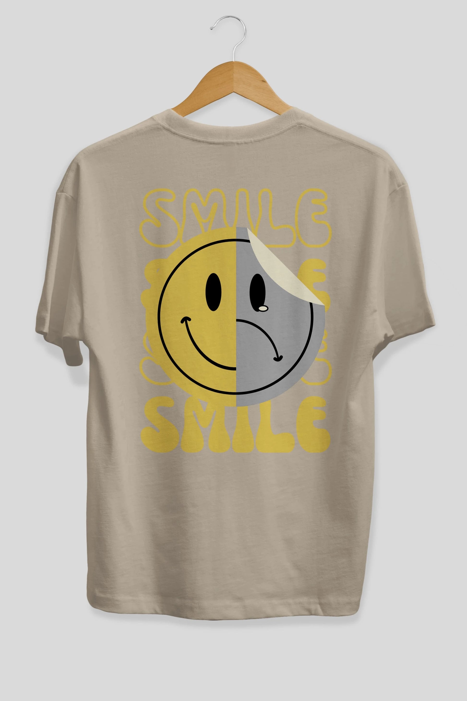 Smile Yazılı Arka Baskılı Oversize t-shirt Erkek Kadın Unisex