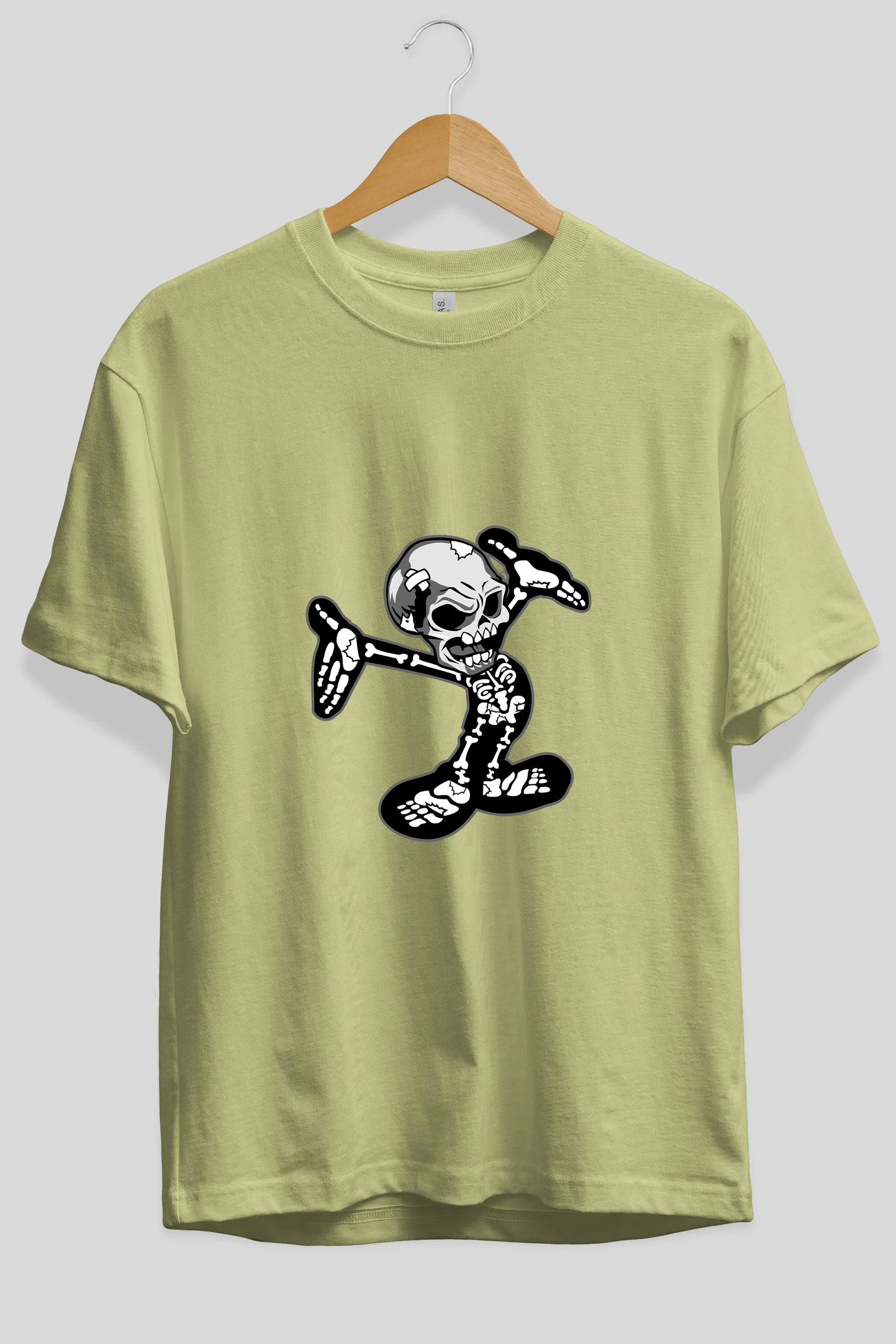 Skull Skeleton Ön Baskılı Oversize t-shirt Erkek Kadın Unisex %100 Pamuk tişort