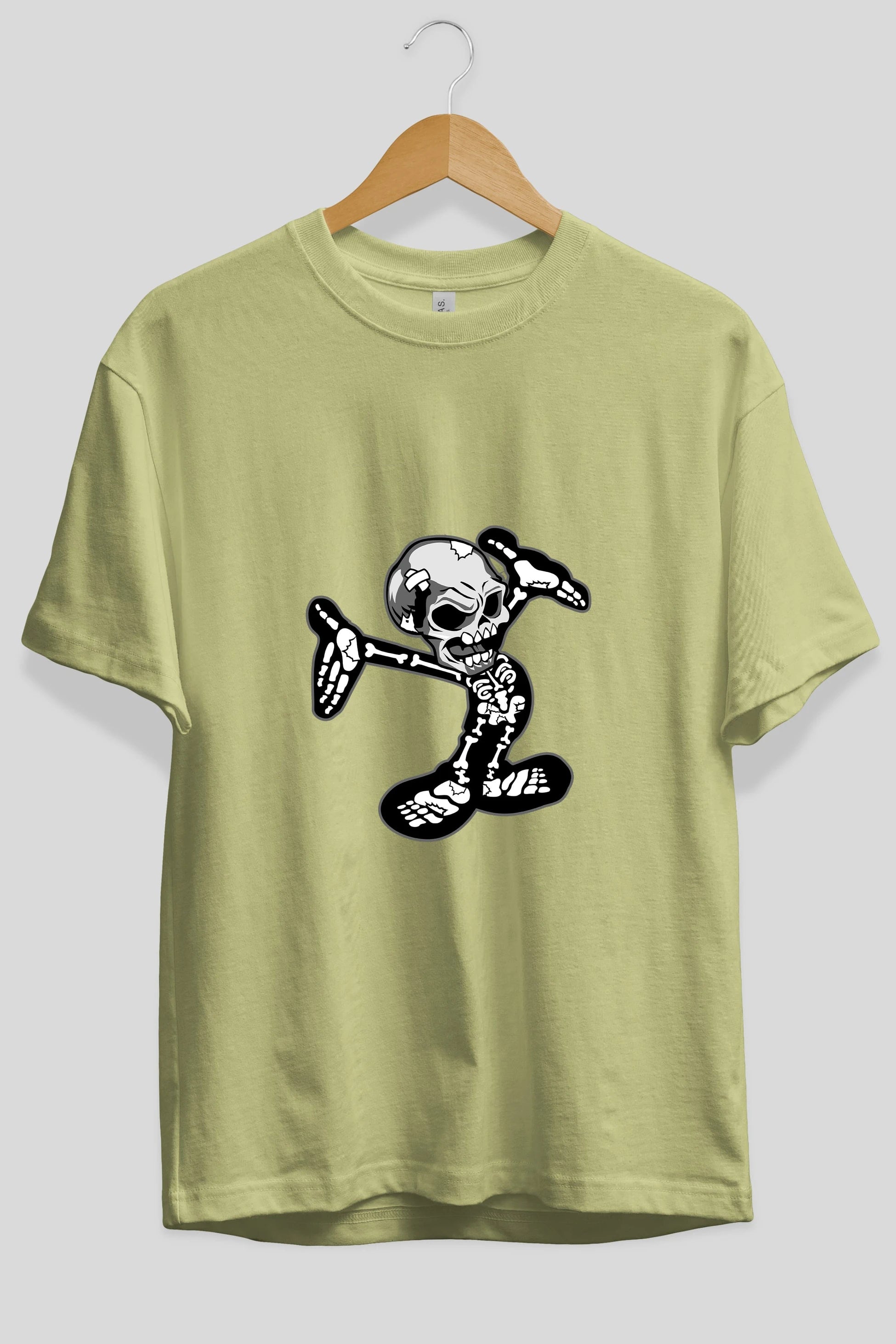 Skull Skeleton Ön Baskılı Oversize t-shirt Erkek Kadın Unisex %100 Pamuk tişort