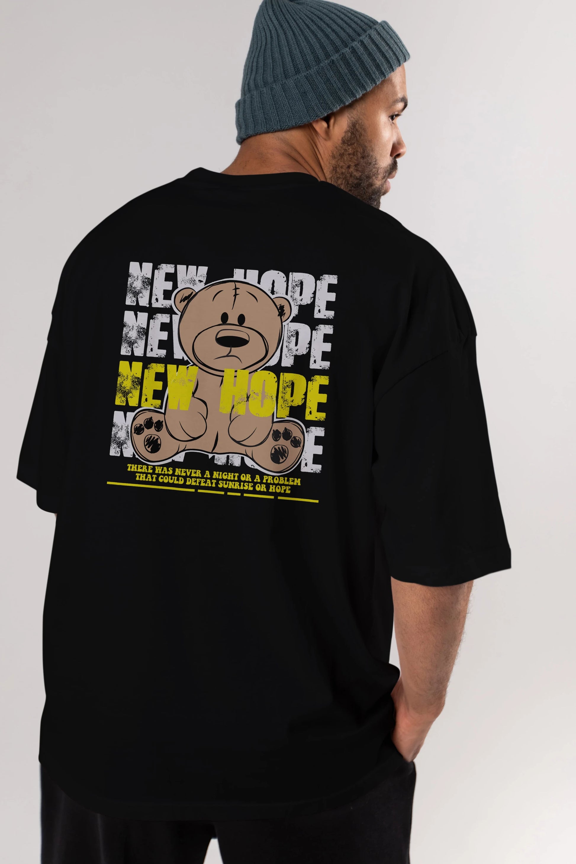 Teddy Bear New Hope Arka Baskılı Oversize t-shirt Erkek Kadın Unisex