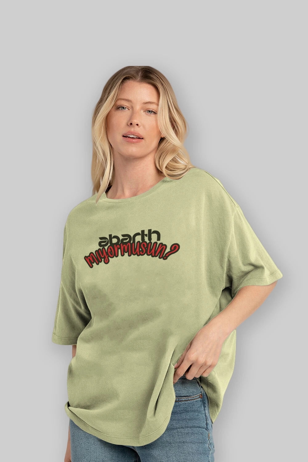Abarth  Mıyormusun Ön Baskılı Oversize t-shirt %100 pamuk Erkek Kadın Unisex