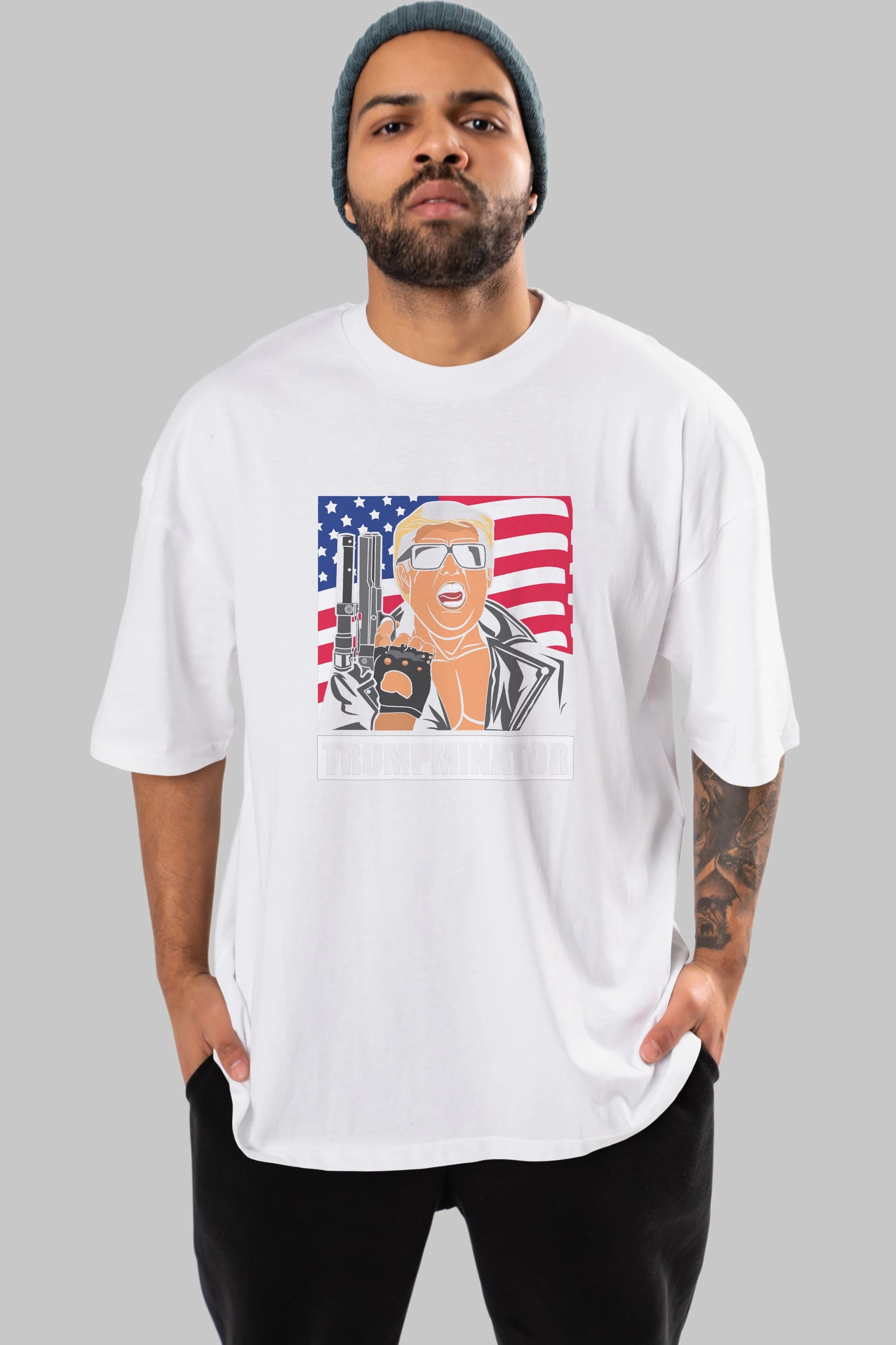 Trumpminator Ön Baskılı Oversize t-shirt Erkek Kadın Unisex %100 Pamuk tişort