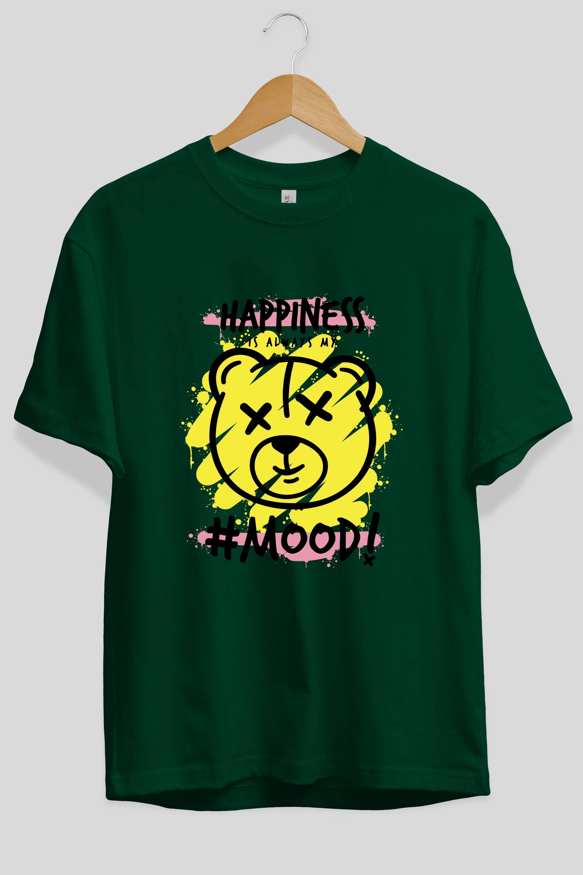 Happiness Mood Bear Ön Baskılı Oversize t-shirt Erkek Kadın Unisex