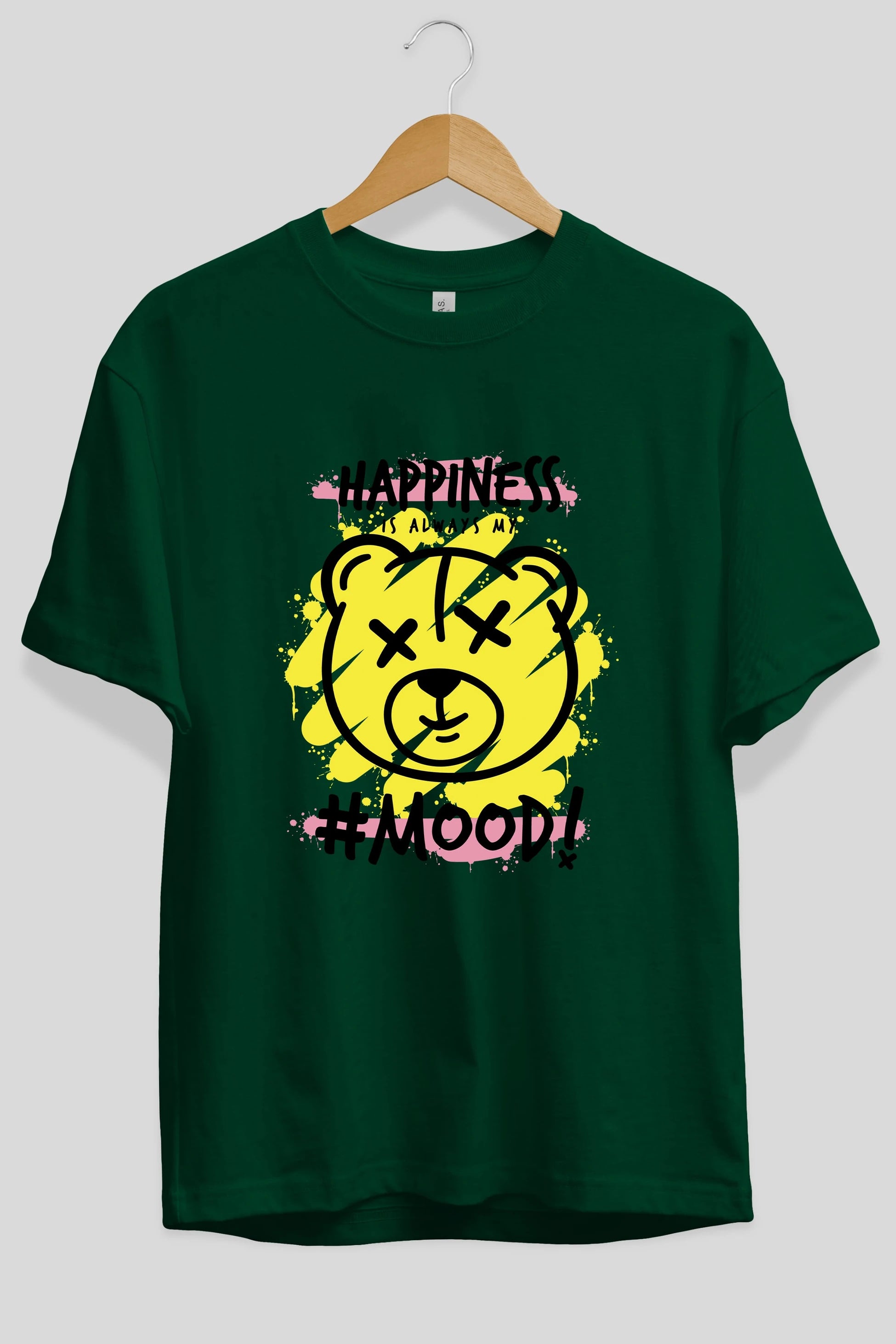 Happiness Mood Bear Ön Baskılı Oversize t-shirt Erkek Kadın Unisex