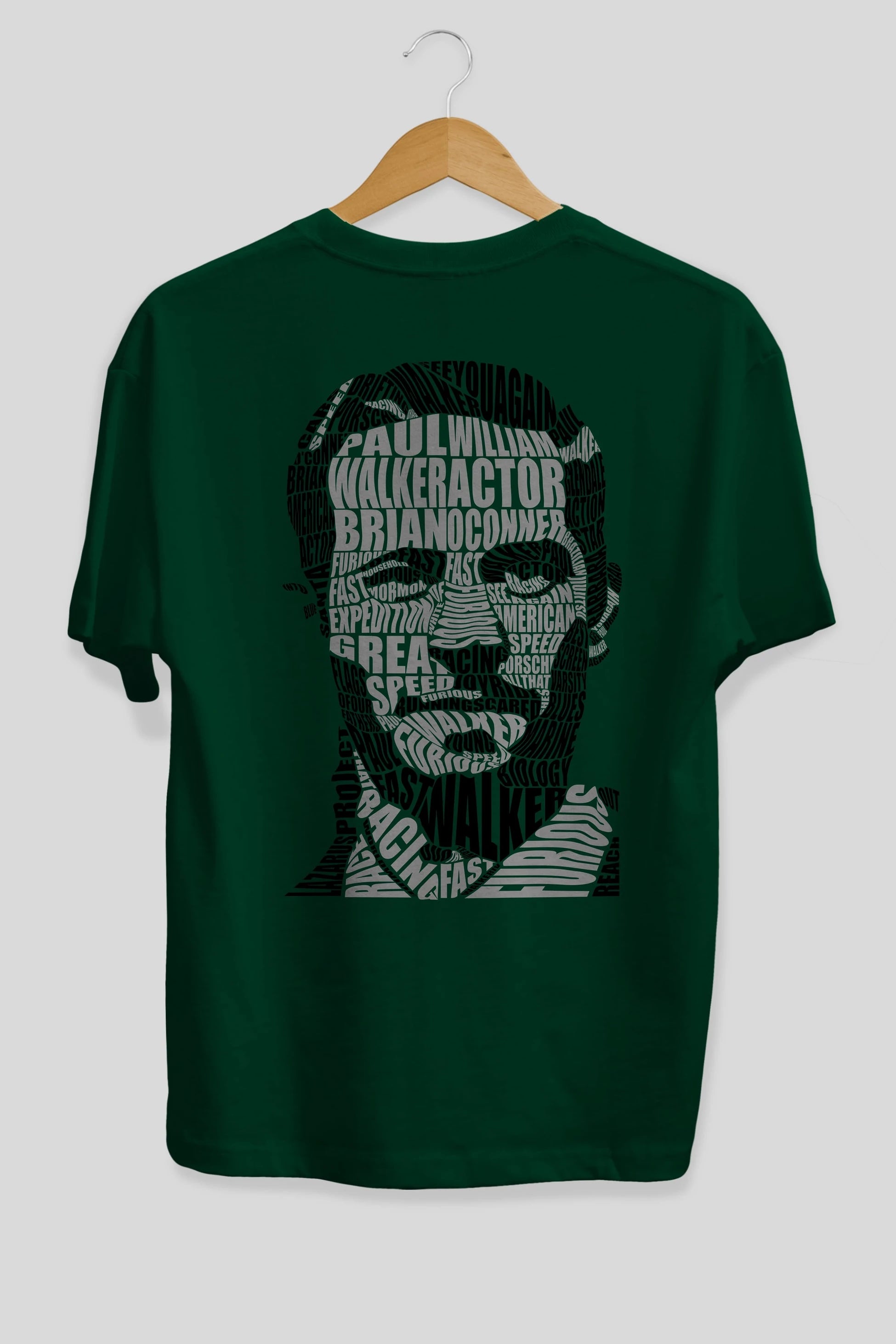 Paul Walker Calligram Arka Baskılı Oversize t-shirt %100 pamuk Erkek Kadın Unisex