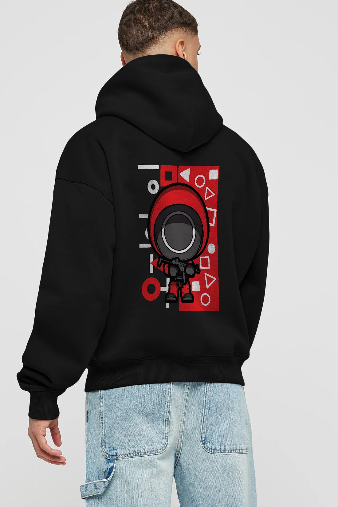 Squid Game (4) Arka Baskılı Hoodie Oversize Kapüşonlu Sweatshirt Erkek Kadın Unisex