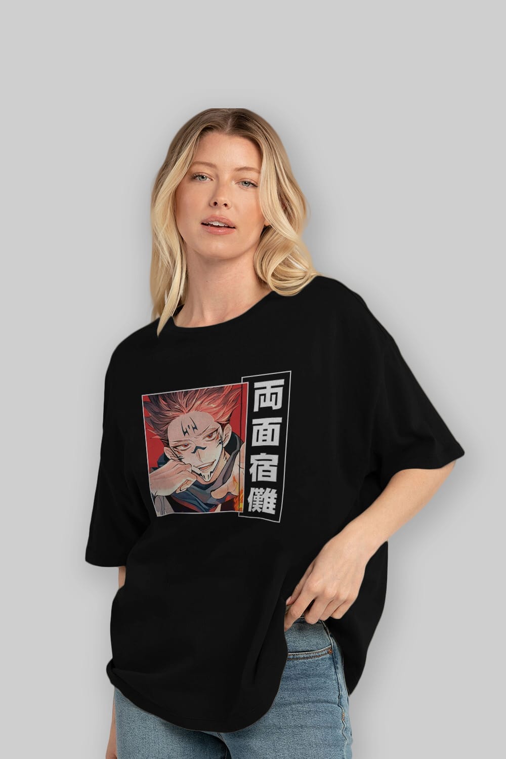 Sukuna Ryoumen 4 Anime Ön Baskılı Oversize t-shirt %100 pamuk Erkek Kadın Unisex