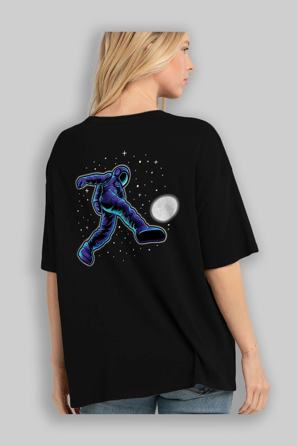 Astroball in Space Arka Baskılı Oversize t-shirt Erkek Kadın Unisex