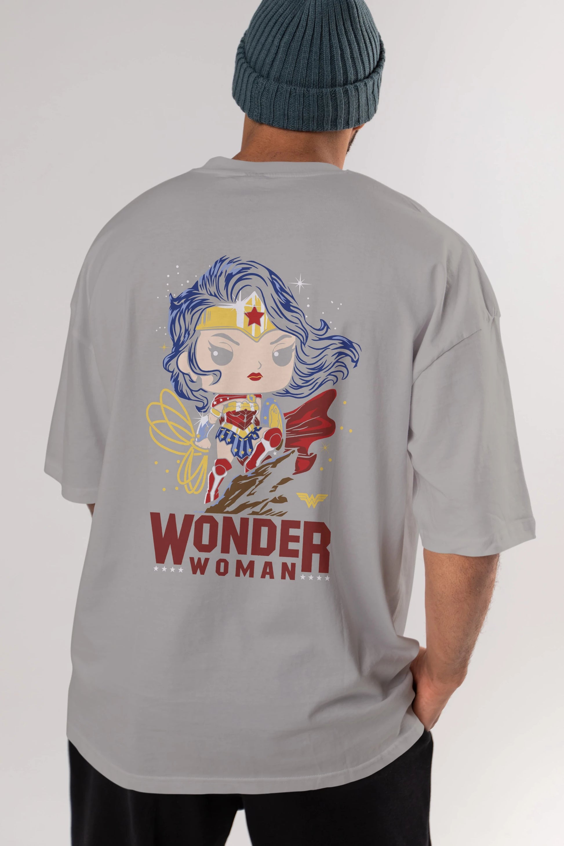 Wonder Woman (2) Arka Baskılı Oversize t-shirt Erkek Kadın Unisex %100 Pamuk Bisiklet Yaka tişort