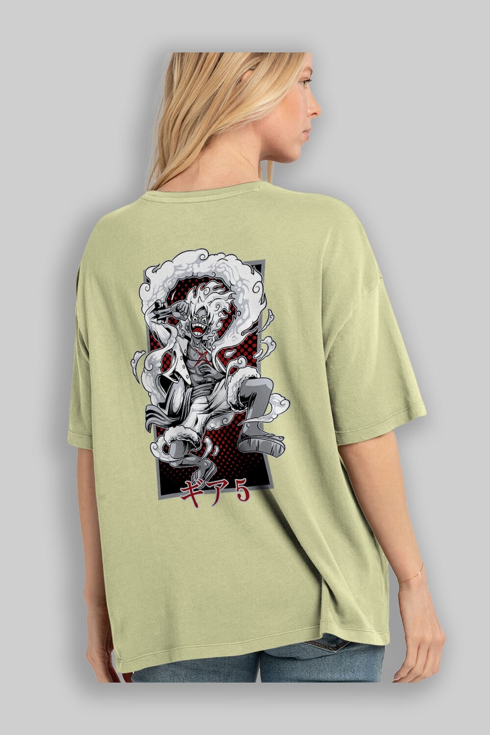 LUFFY GEAR 5 Anime Arka Baskılı Oversize t-shirt Erkek Kadın Unisex