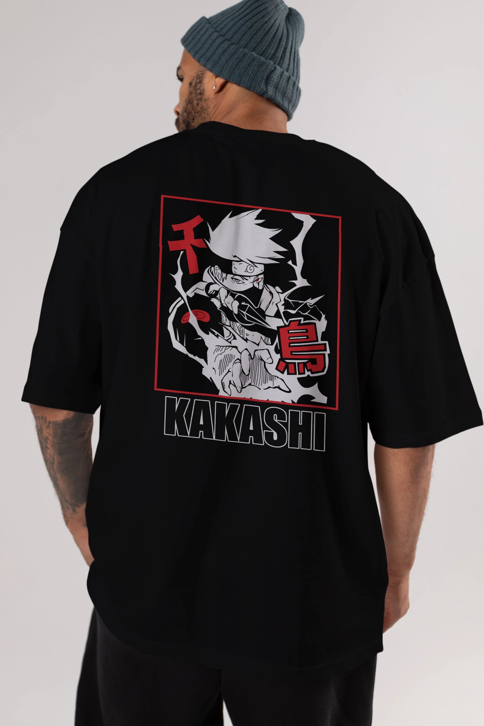 KAKASHI HATAKE NARUTO Anime Arka Baskılı Oversize t-shirt Erkek Kadın Unisex