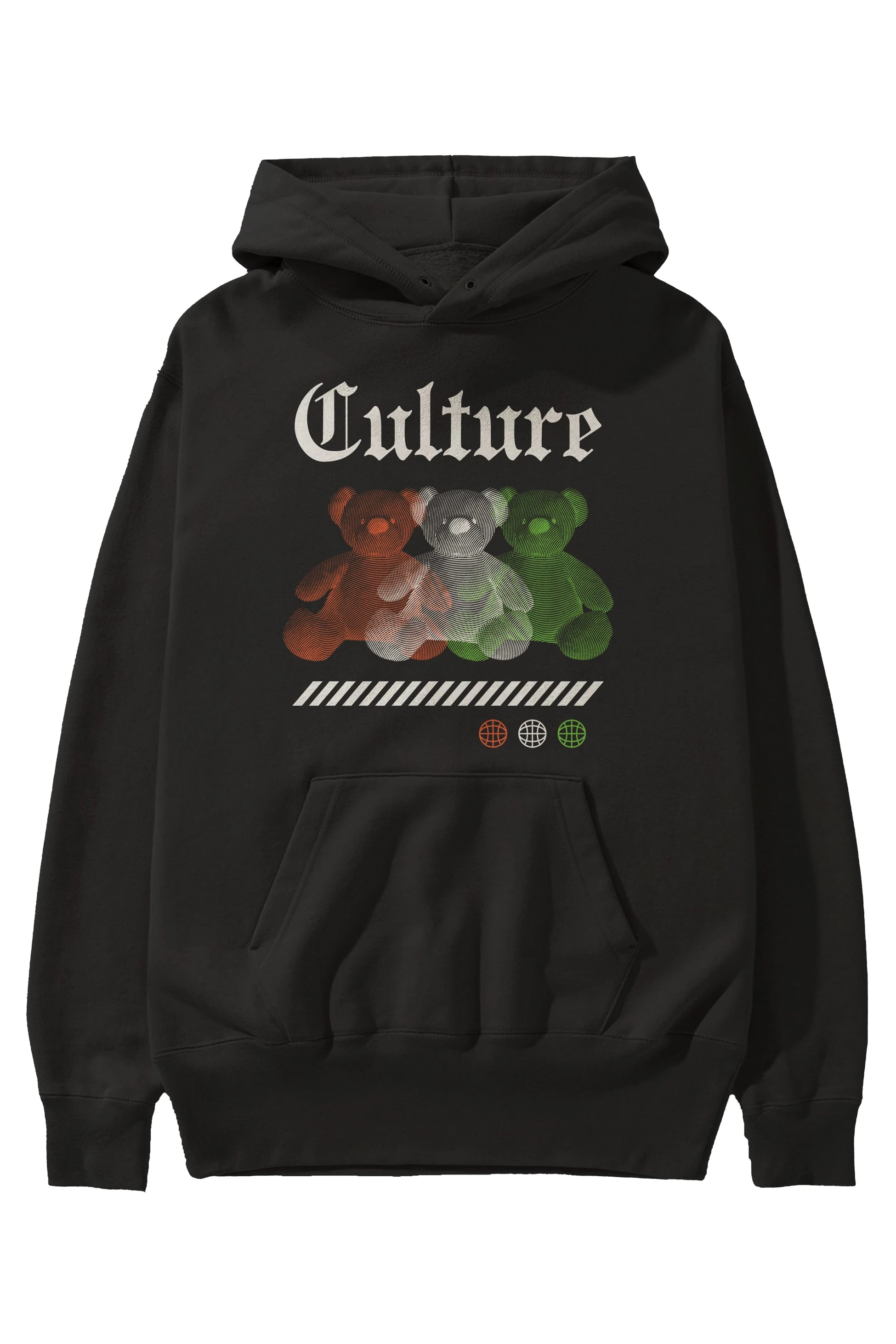 Culture Bear Ön Baskılı Hoodie Oversize Kapüşonlu Sweatshirt Erkek Kadın Unisex