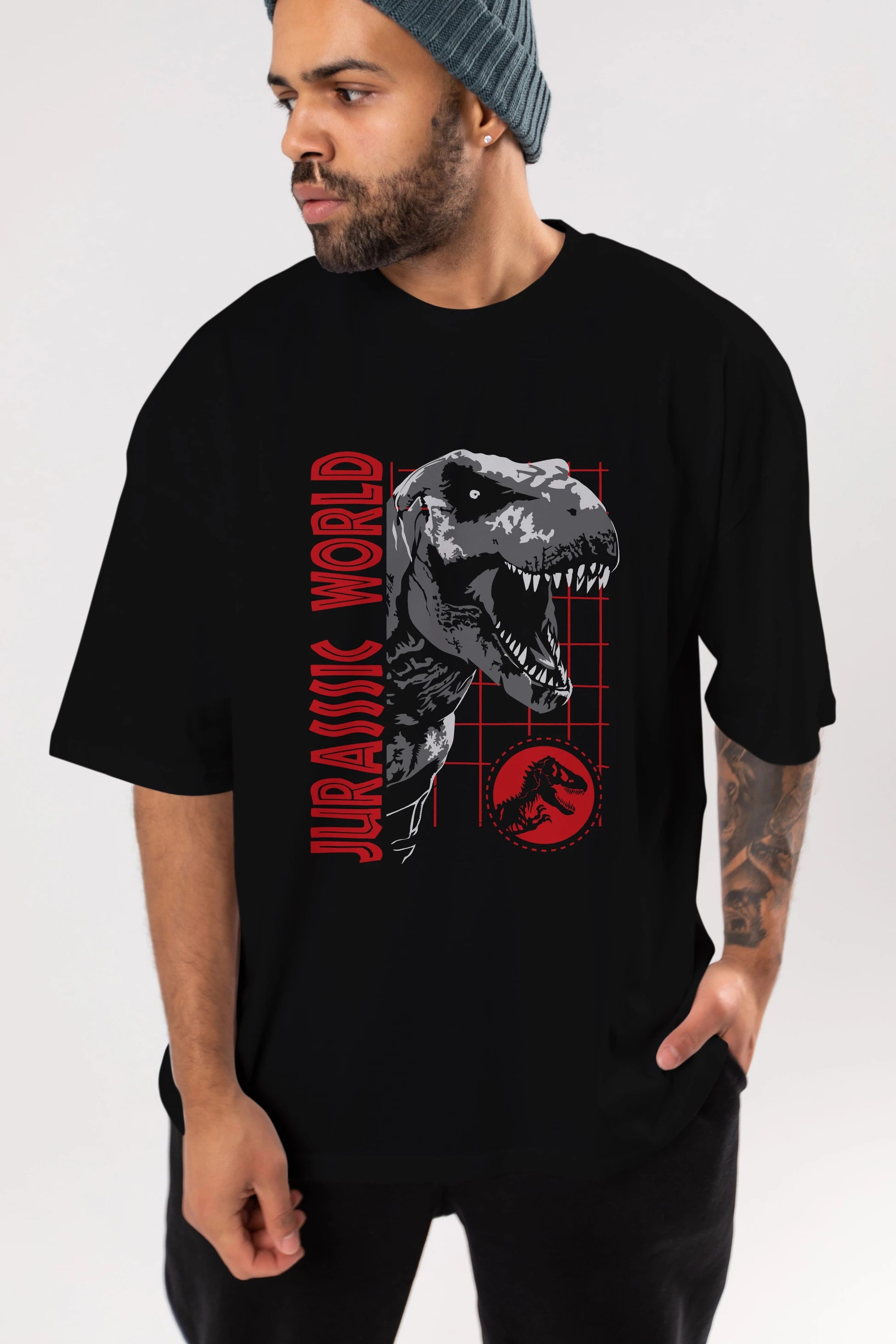 Jurassic Park (2) Ön Baskılı Oversize t-shirt Erkek Kadın Unisex %100 Pamuk Bisiklet Yaka tişort